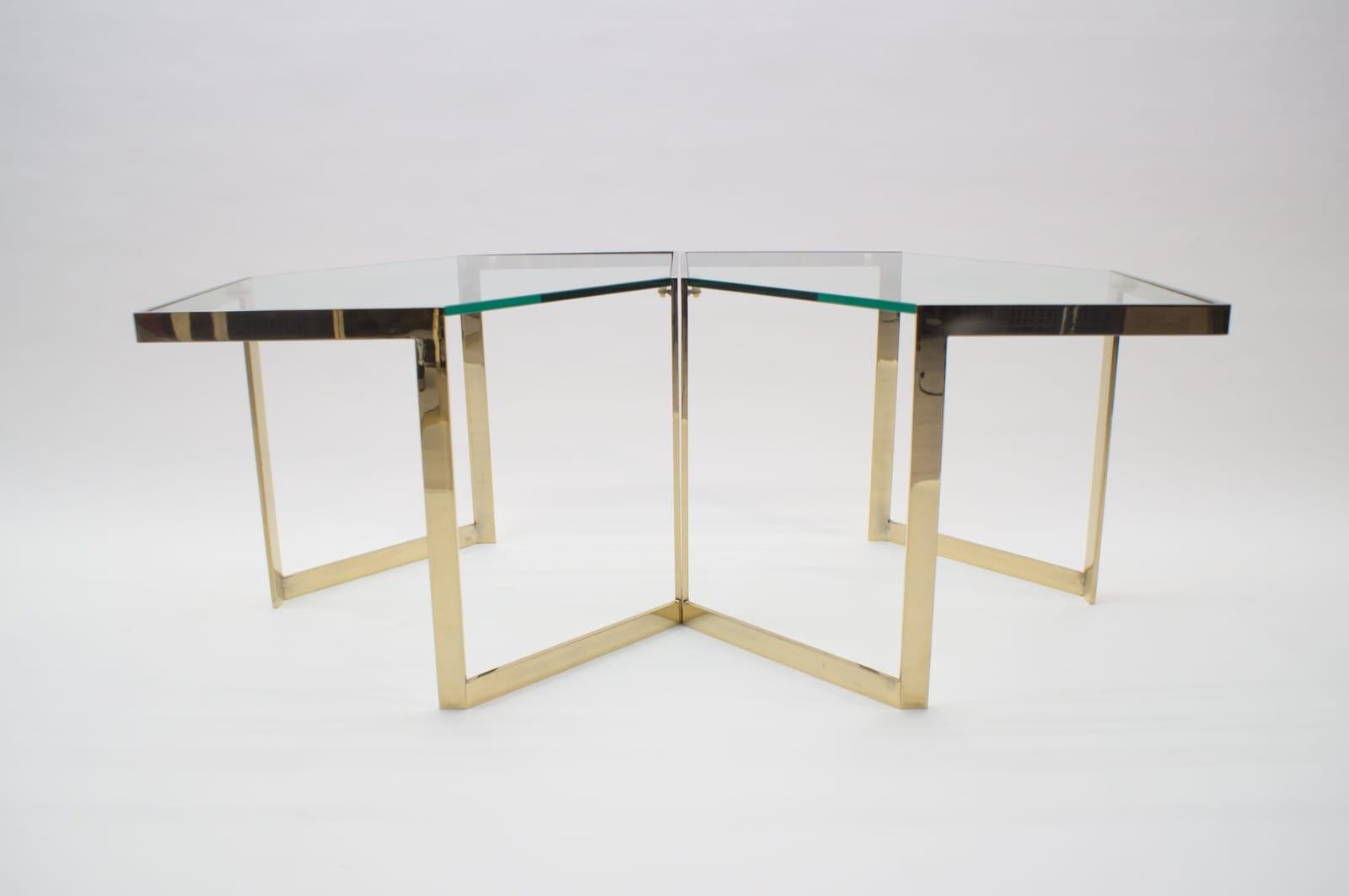 Mid-20th Century Lovely Set of 4 Brass Modular Side Tables, France, 1960s