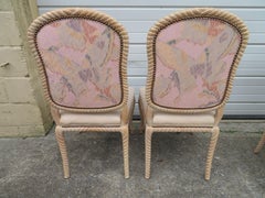 Lovely Set of 4 Vintage Carved Rope Dining Chairs Mid-Century Modern