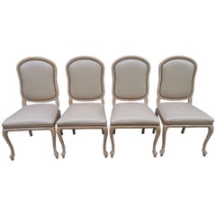 Lovely Set of 4 Vintage Carved Rope Dining Chairs Mid-Century Modern
