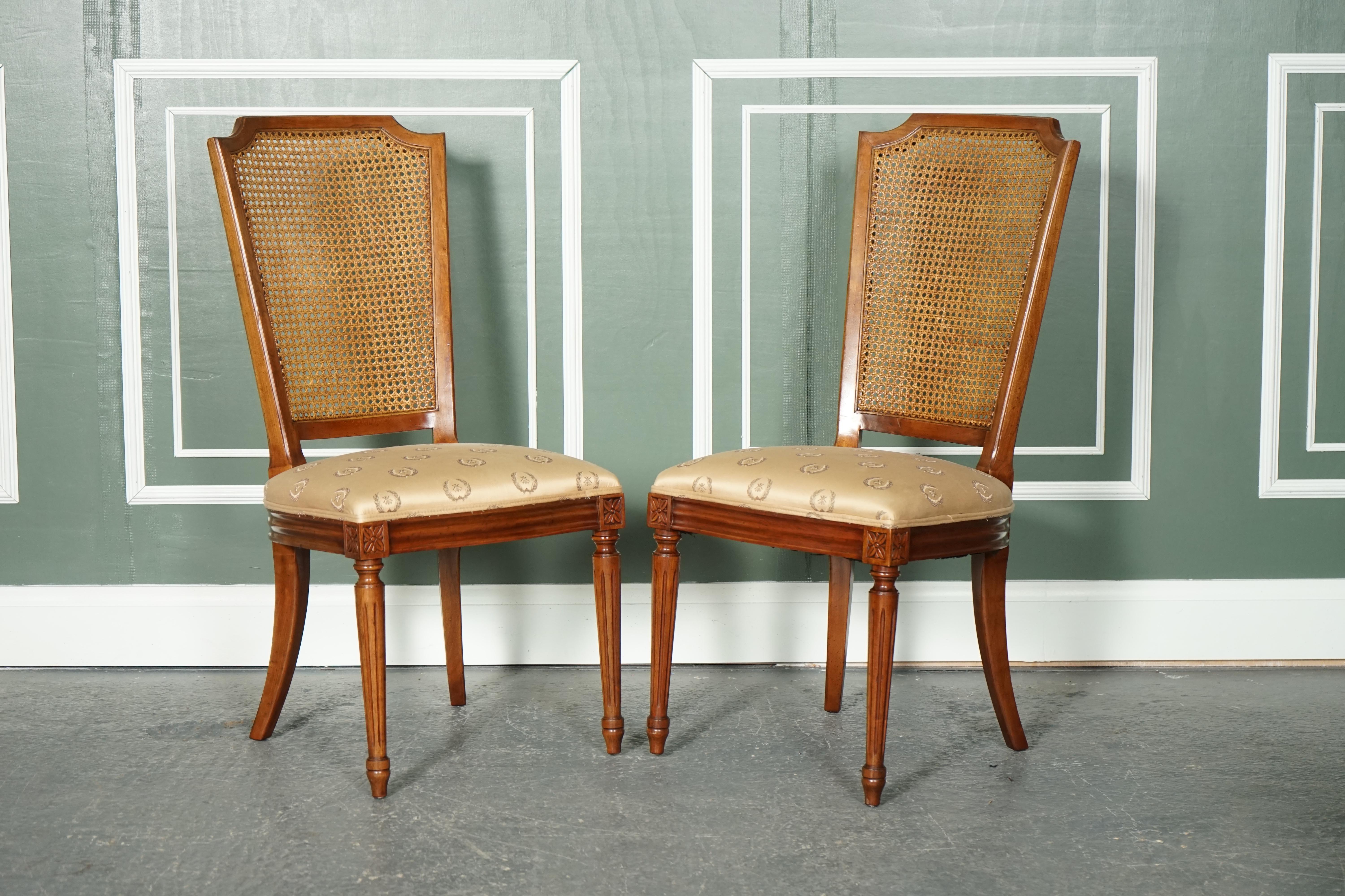 LOVELY SET OF 6 WALNUT BANDED WITH BERGERE BACKS DINING CHAIRS MADE BY KiNDEL 7