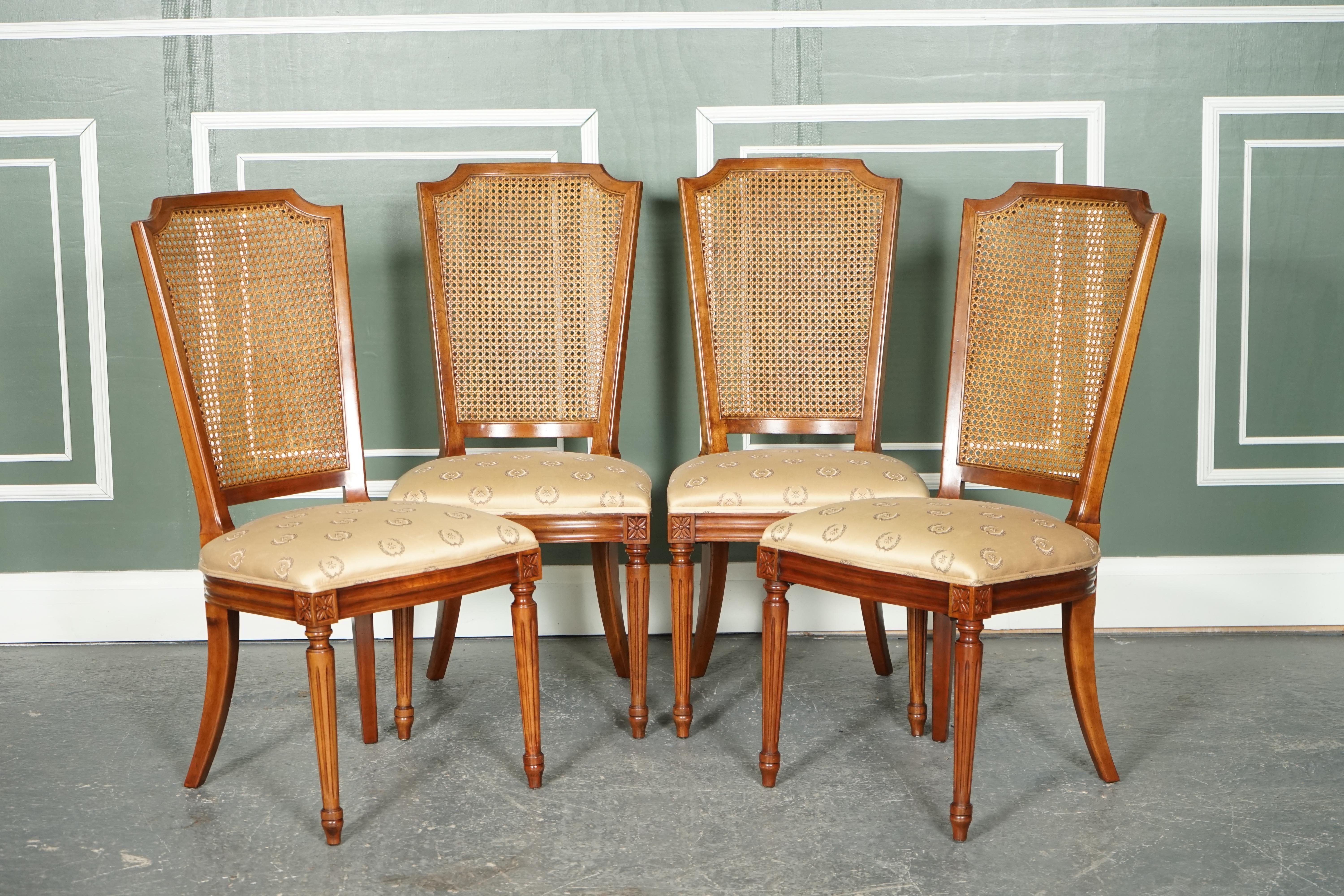 LOVELY SET OF 6 WALNUT BANDED WITH BERGERE BACKS DINING CHAIRS MADE BY KiNDEL 8