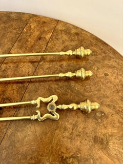 Lovely set of antique Victorian quality brass fire irons