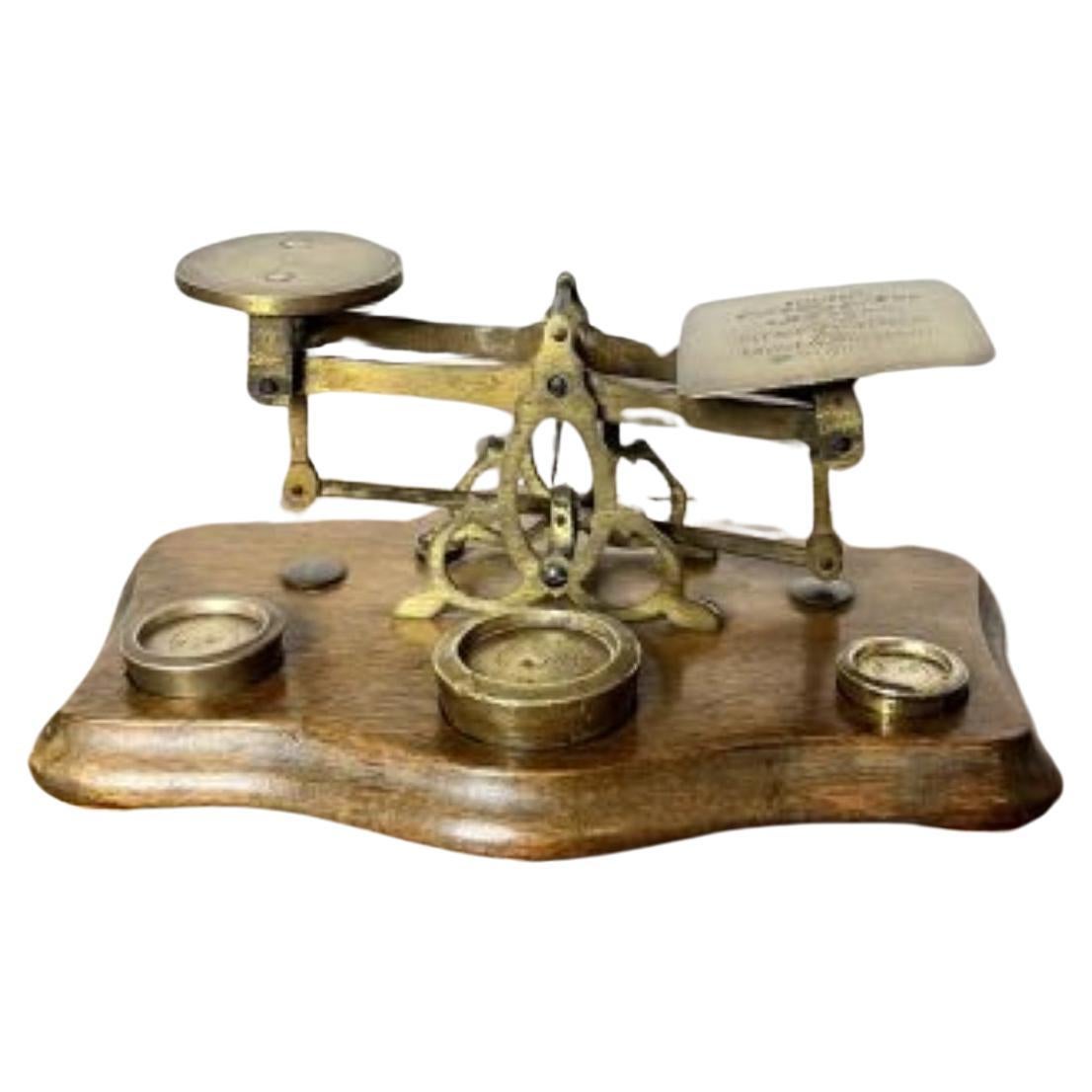 Lovely set of antique Victorian quality brass Irish postal scales  For Sale