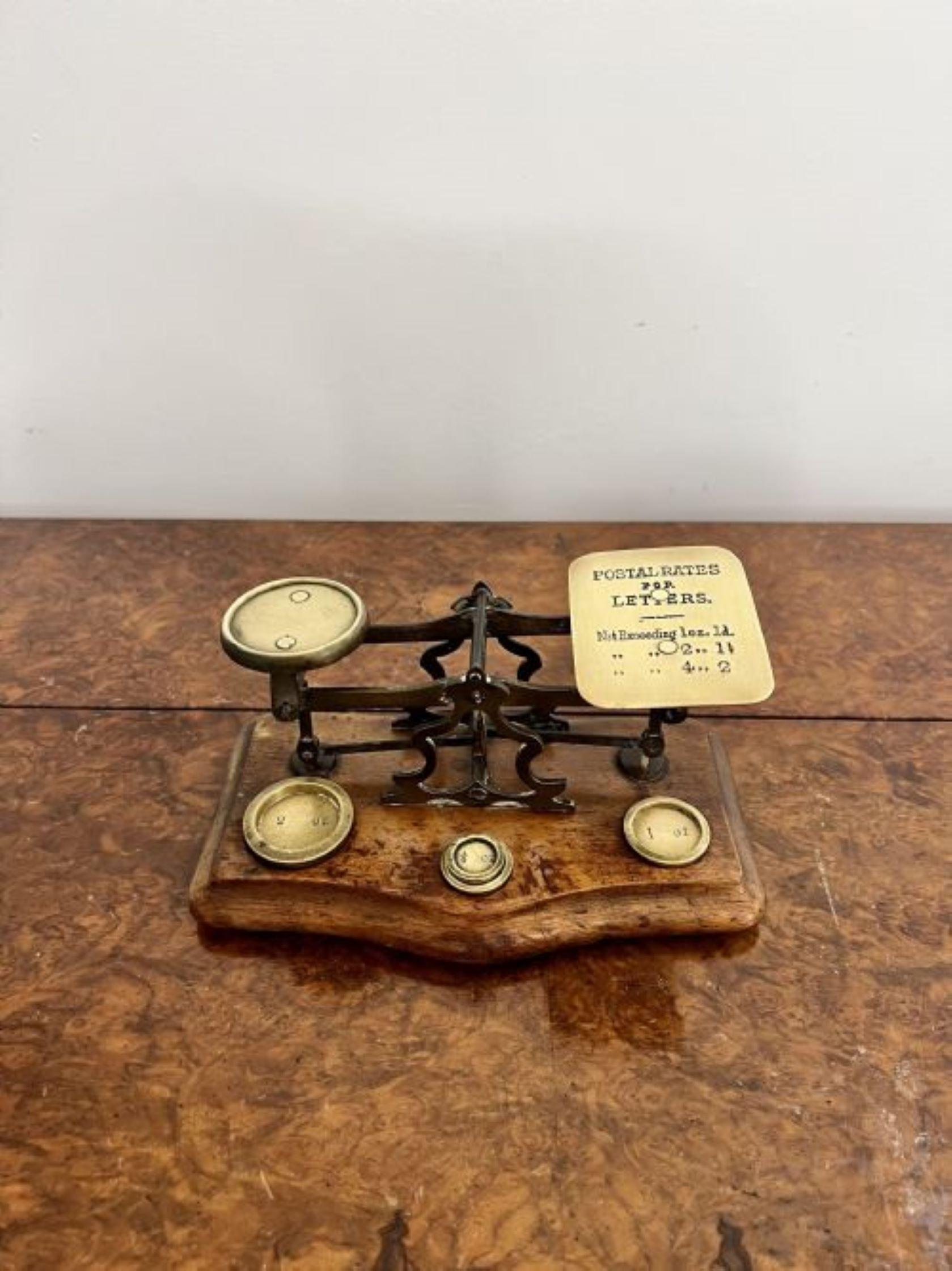 Lovely set of antique Victorian quality brass postal scales In Good Condition In Ipswich, GB