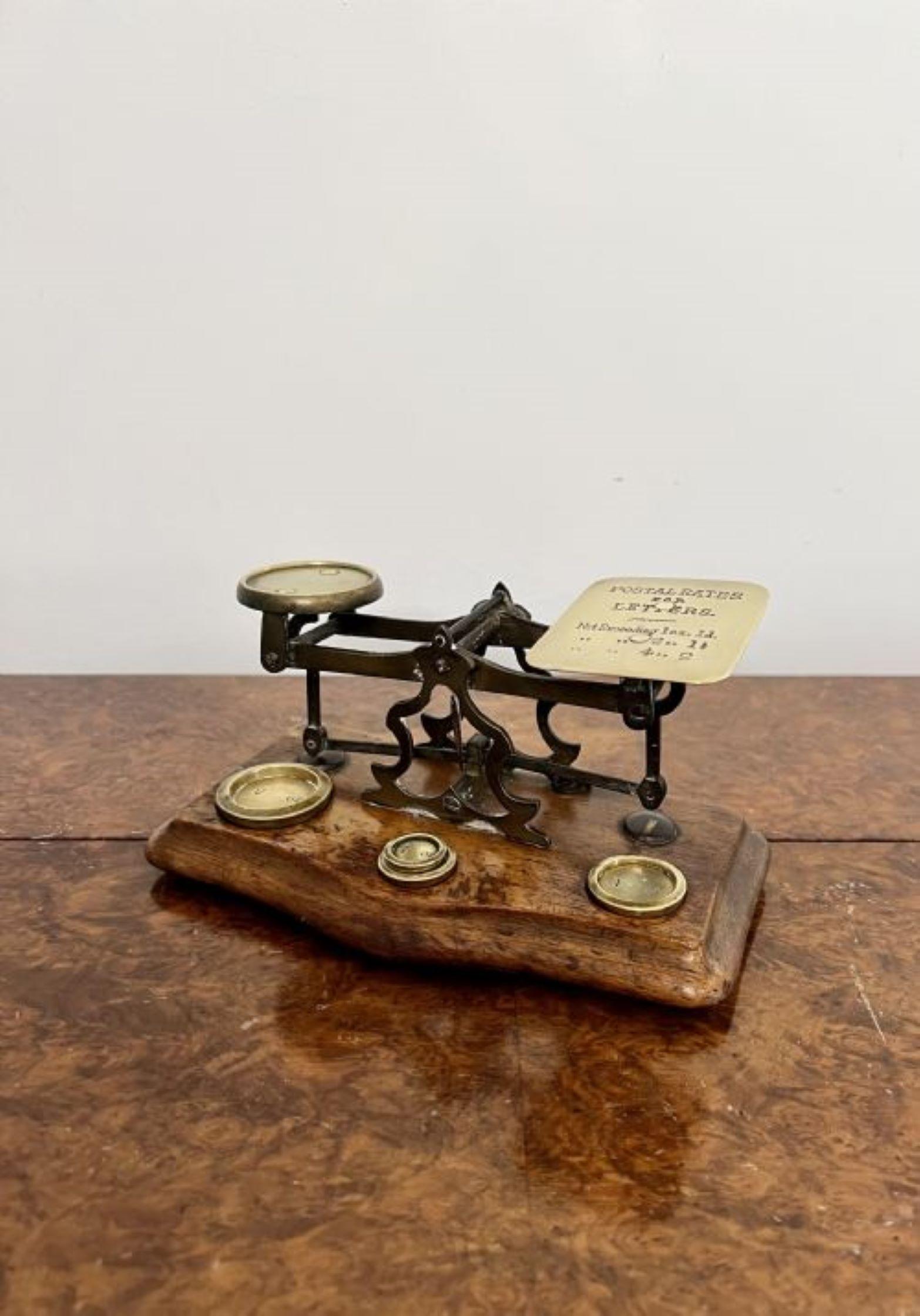 Lovely set of antique Victorian quality brass postal scales 1