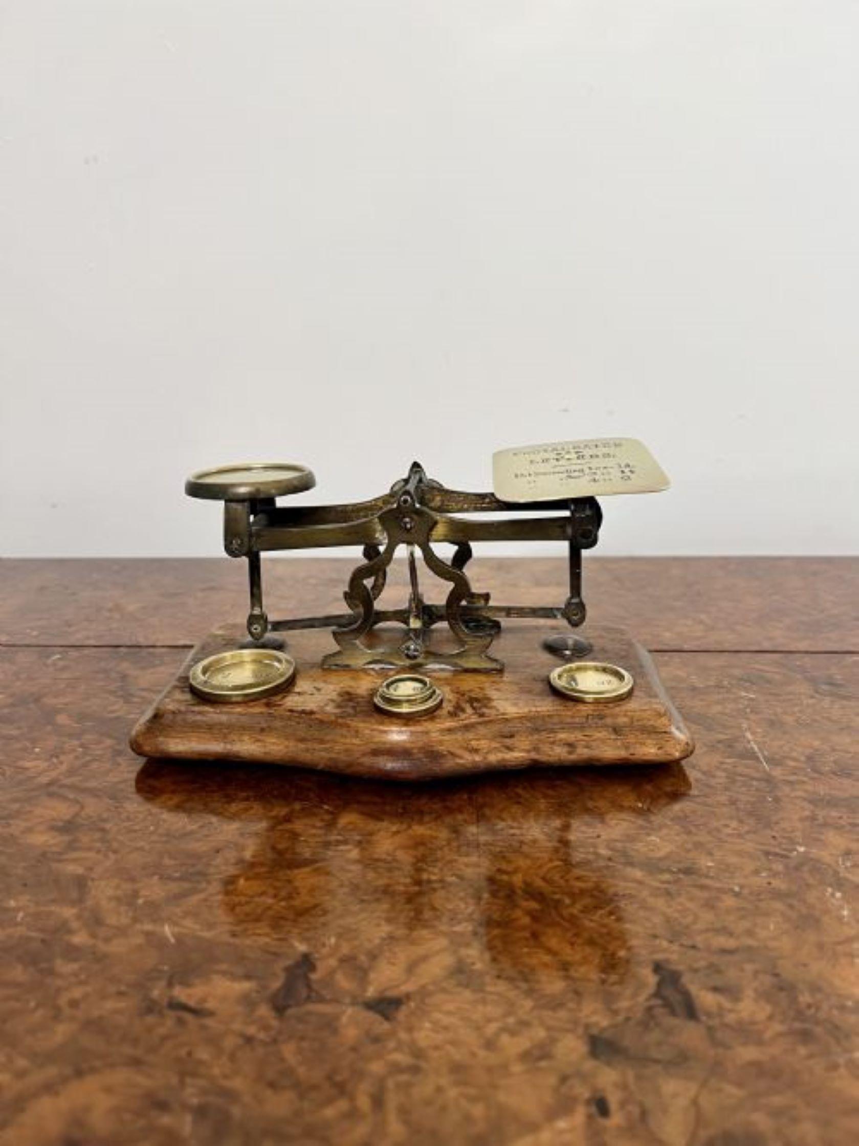 Lovely set of antique Victorian quality brass postal scales 2