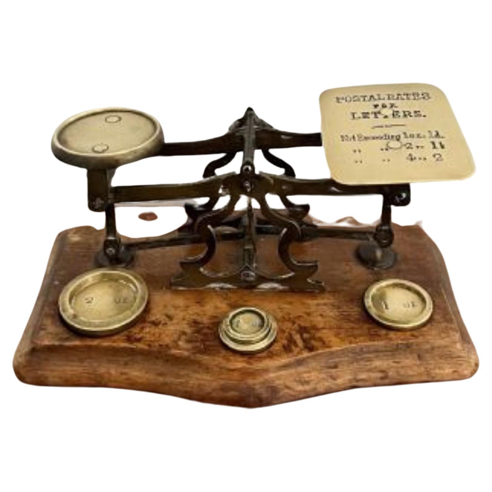 Lovely set of antique Victorian quality brass postal scales