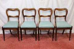Lovely Set Of Eight Victorian Balloon Back Walnut  Dining Chairs