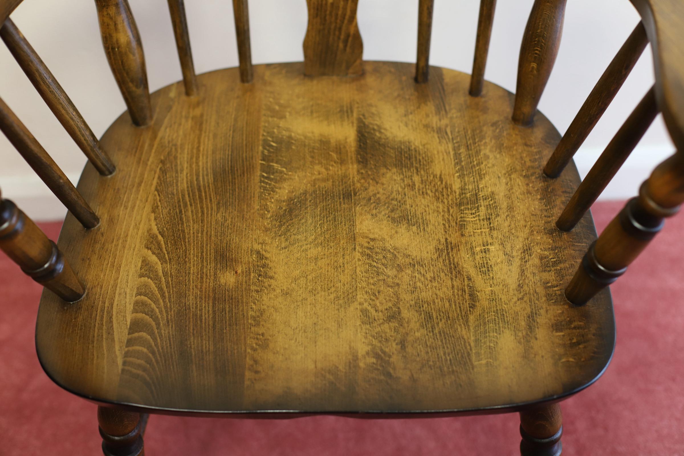 Lovely Set Of Five Beech Farmhouse Armchairs  For Sale 10