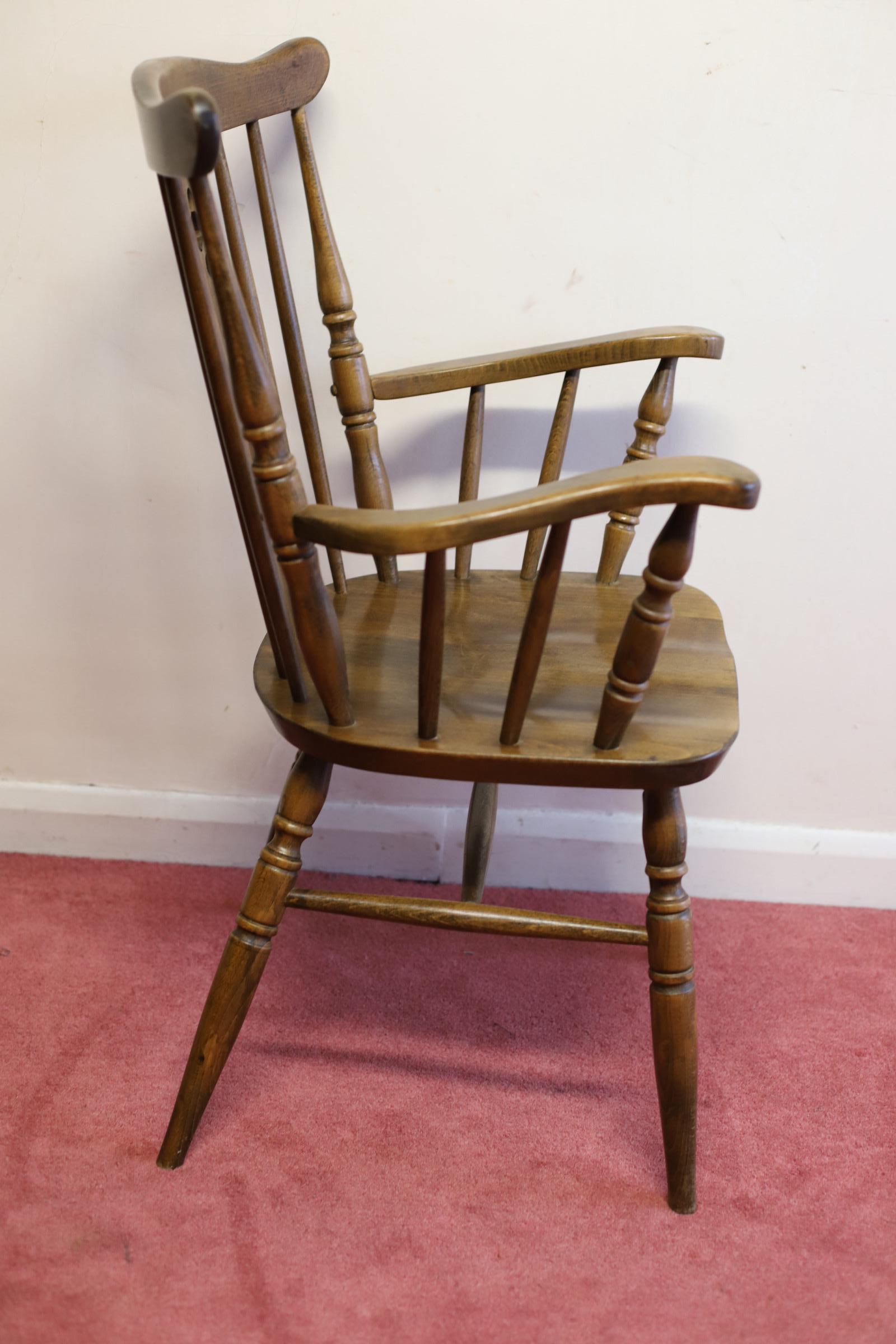 Hand-Crafted Lovely Set Of Five Beech Farmhouse Armchairs  For Sale