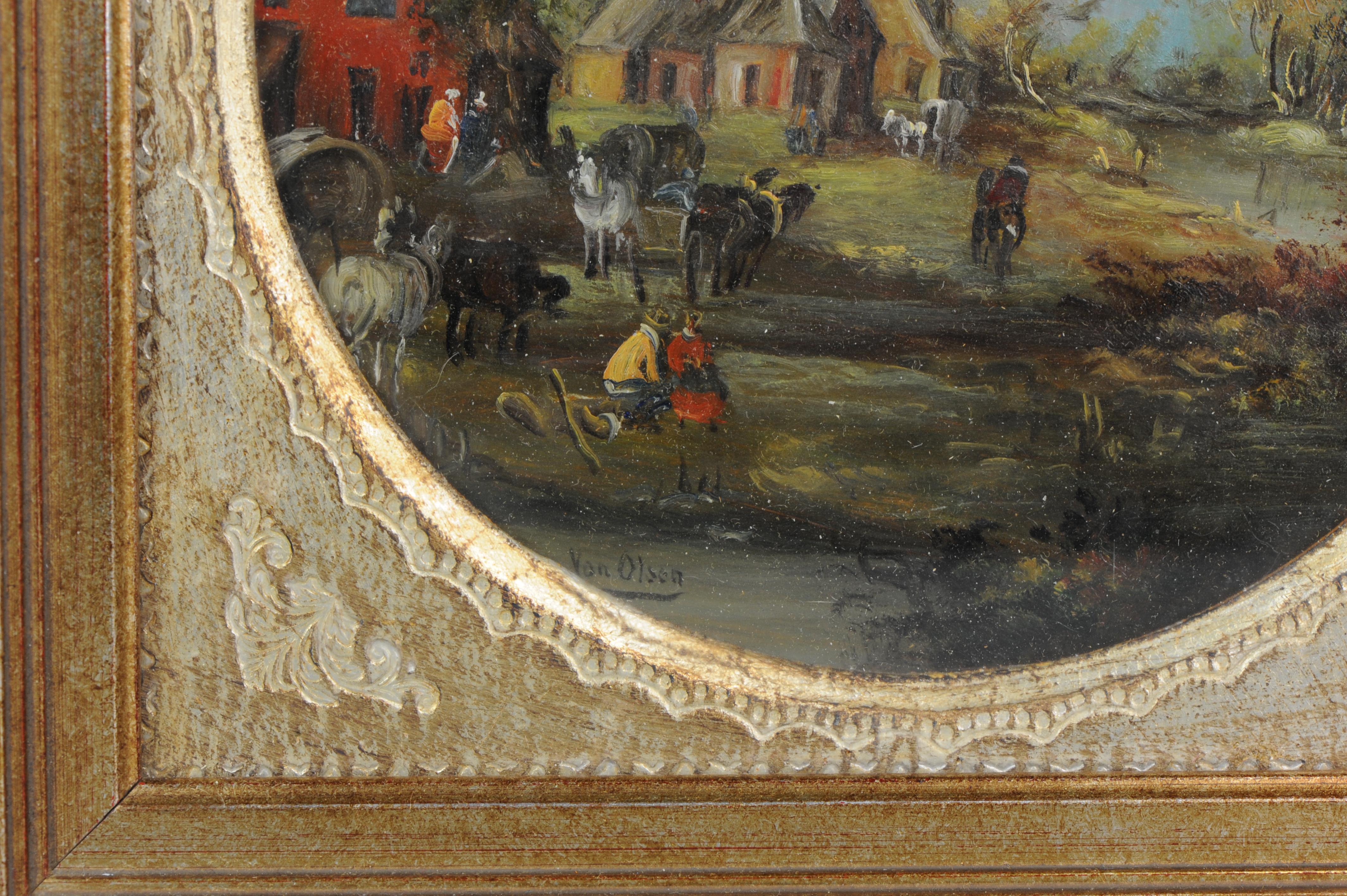 Lovely Set of Four Painting Dutch Winter Landscape in 17th Century Style For Sale 6