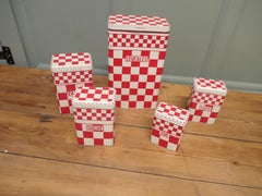 Lovely Set of French Food Canisters Original French Enamel Canister