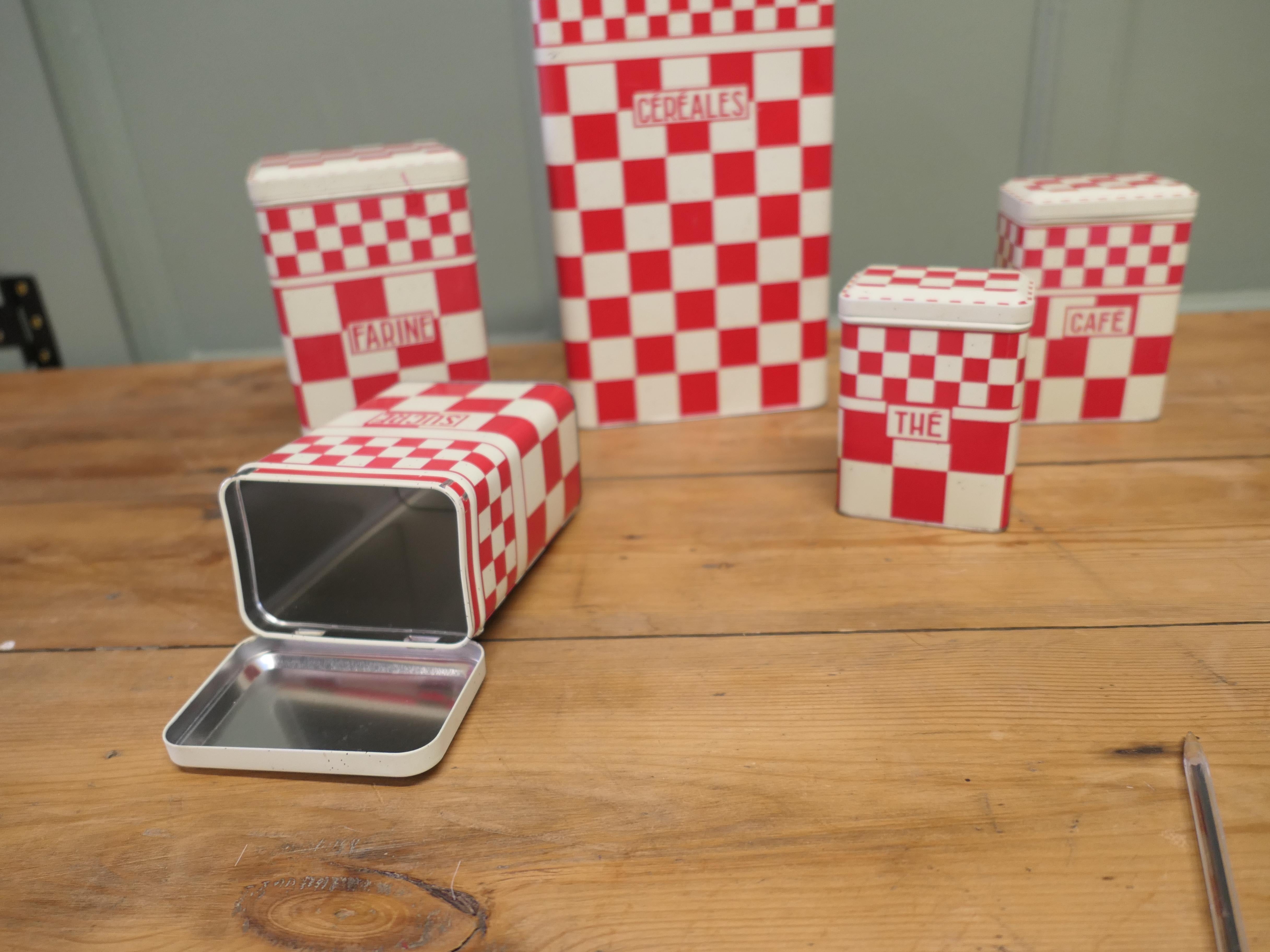 Schönes Set französischer Lebensmittelbehälter Original französischer Emaille-Behälter (Moderne der Mitte des Jahrhunderts) im Angebot