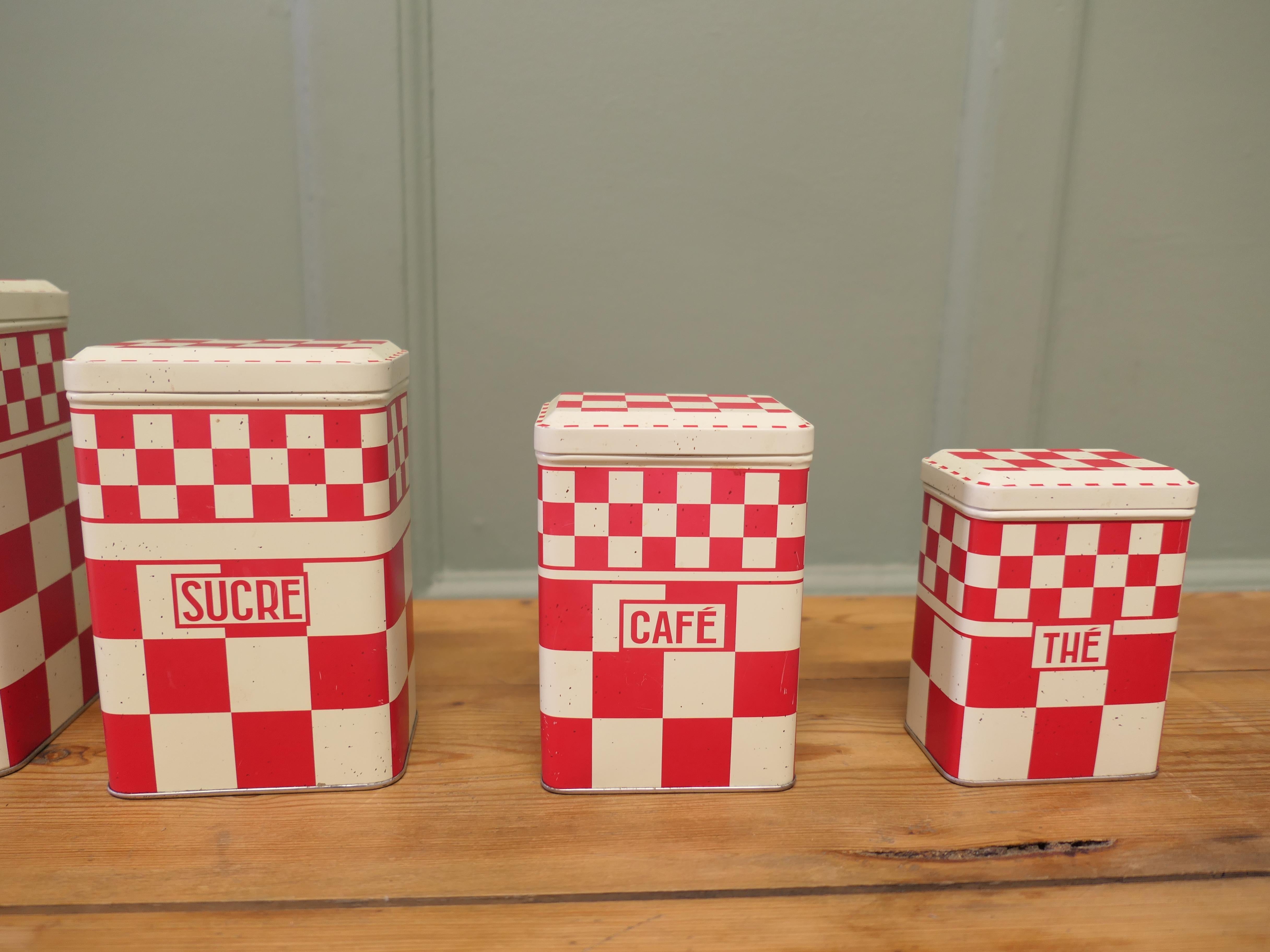 Schönes Set französischer Lebensmittelbehälter Original französischer Emaille-Behälter (Mitte des 20. Jahrhunderts) im Angebot