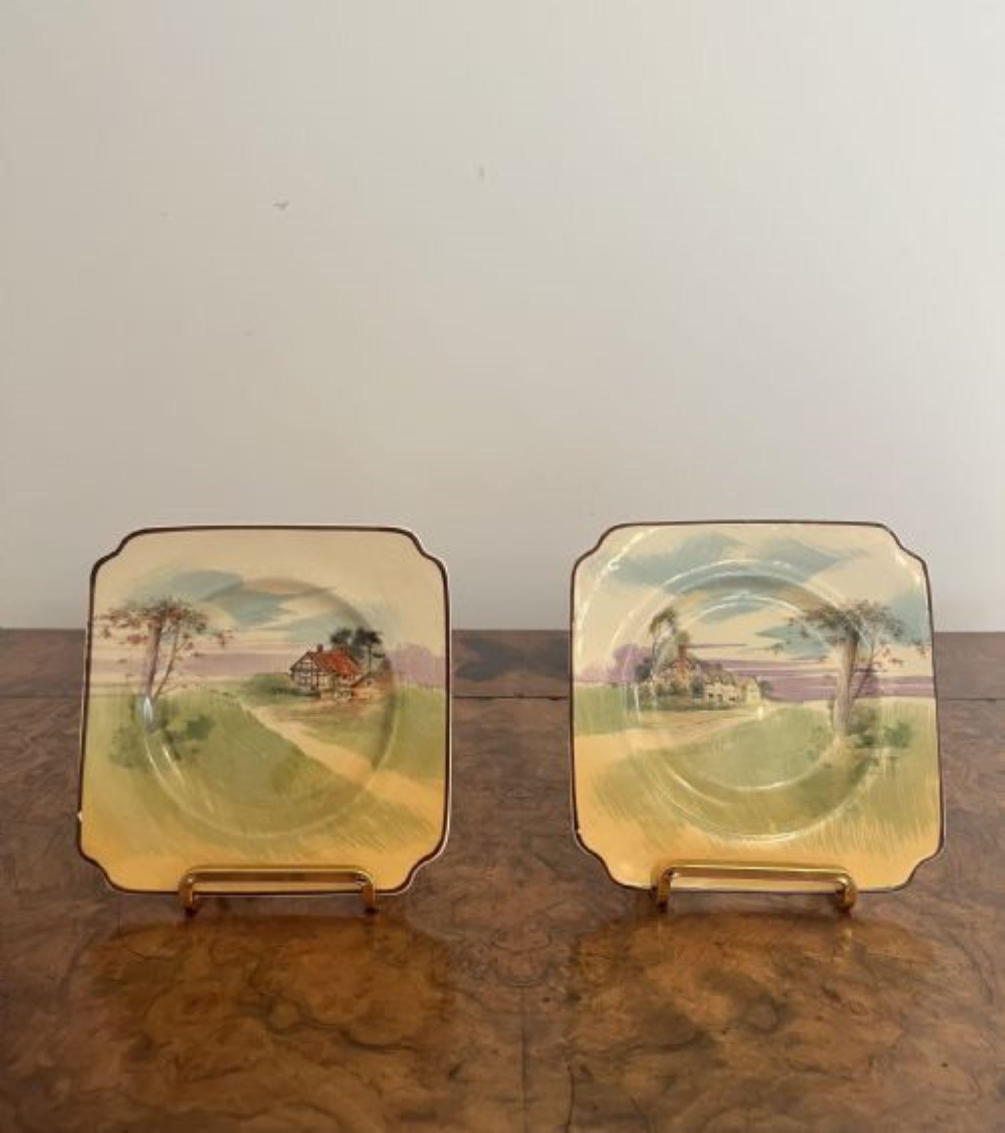 Lovely set of seven antique Royal Doulton sandwich plates In Good Condition For Sale In Ipswich, GB