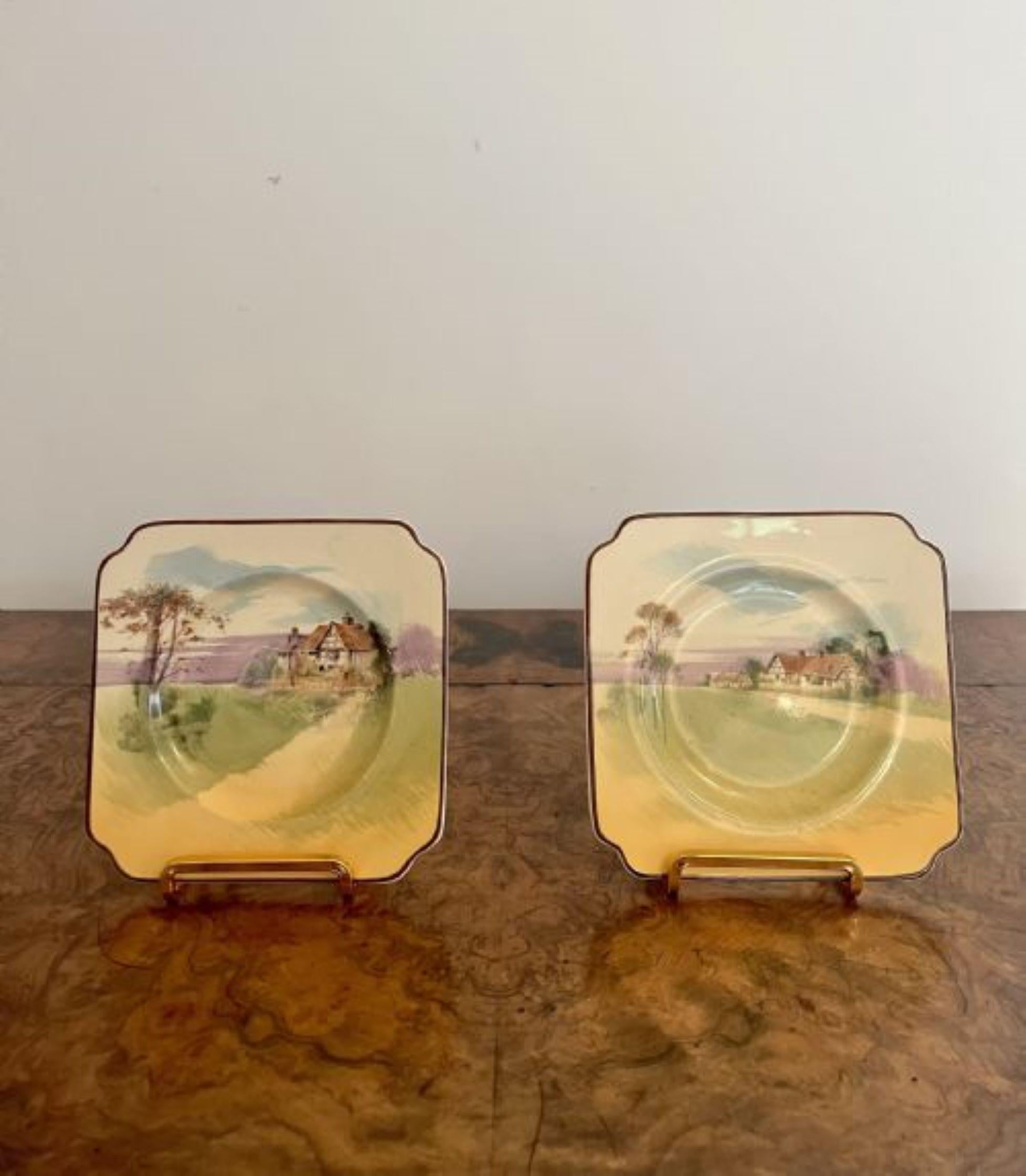 Lovely set of seven antique Royal Doulton sandwich plates For Sale 1