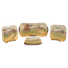 Lovely set of seven antique Royal Doulton sandwich plates 