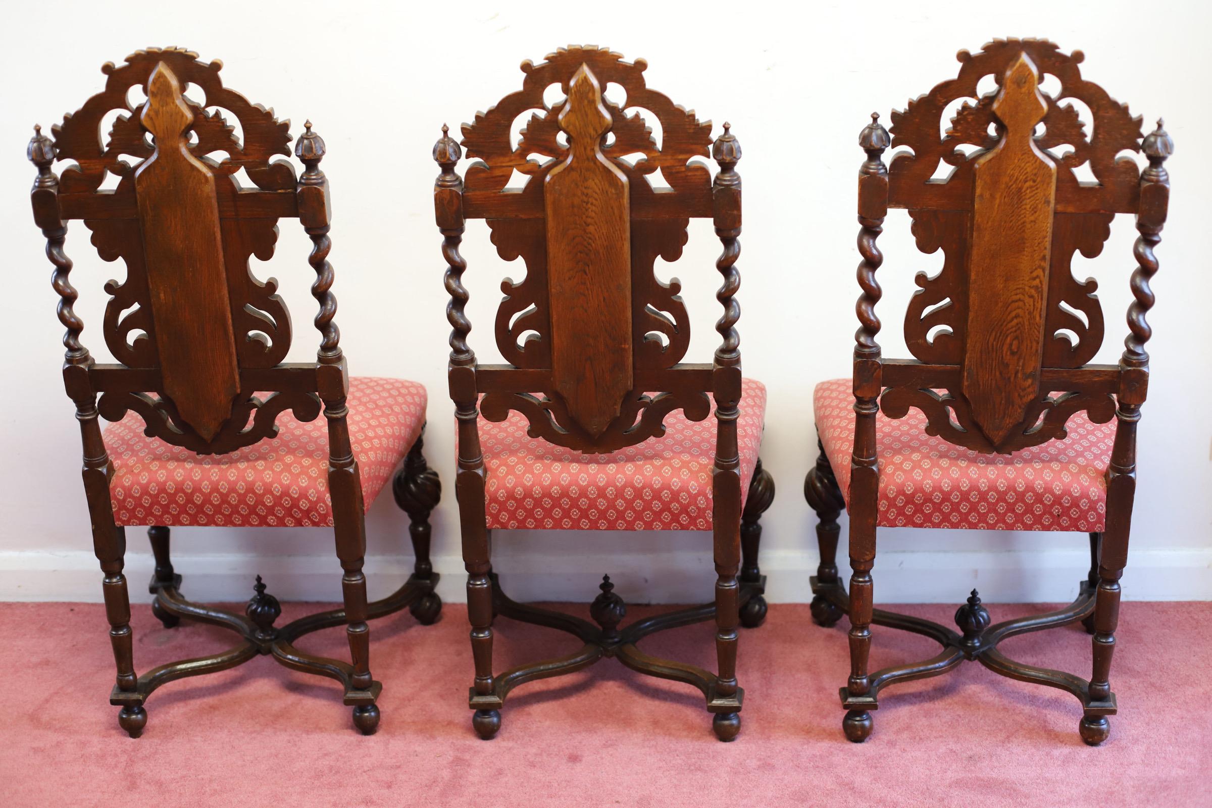 Lovely Set Of Six English Oak Victorian Dining Chairs  For Sale 2