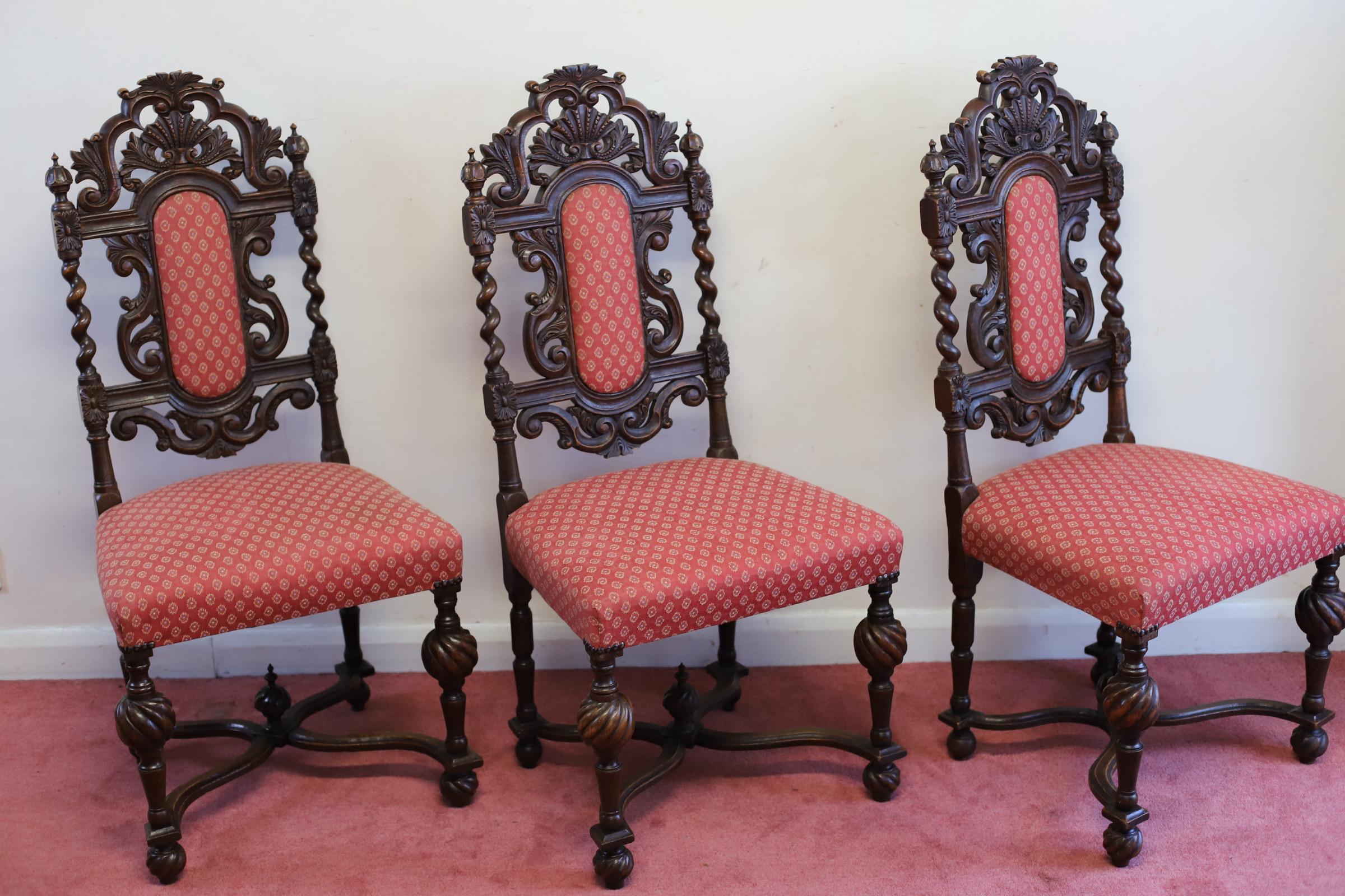 Lovely Set Of Six English Oak Victorian Dining Chairs  For Sale 4