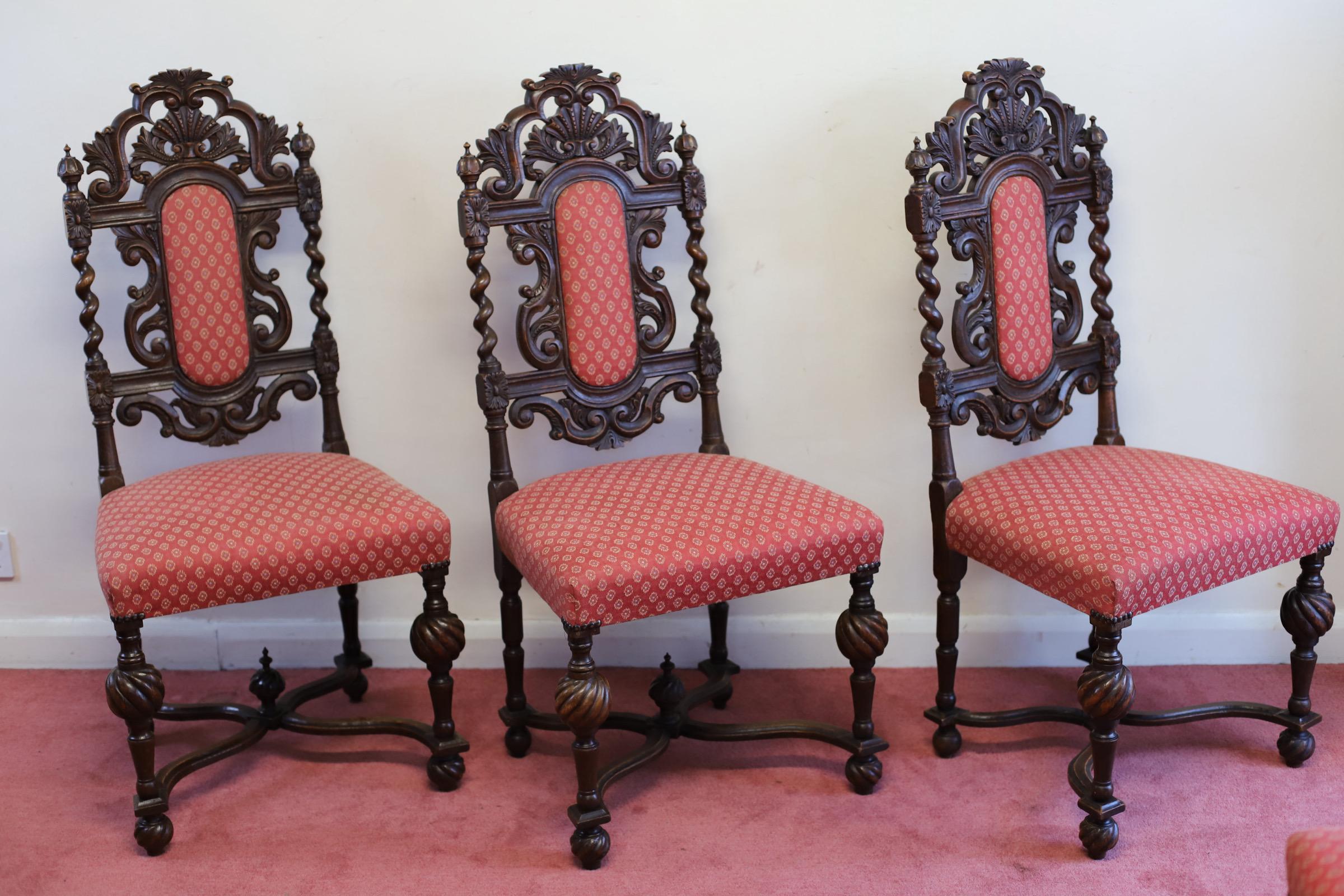 Lovely Set Of Six English Oak Victorian Dining Chairs  For Sale 5
