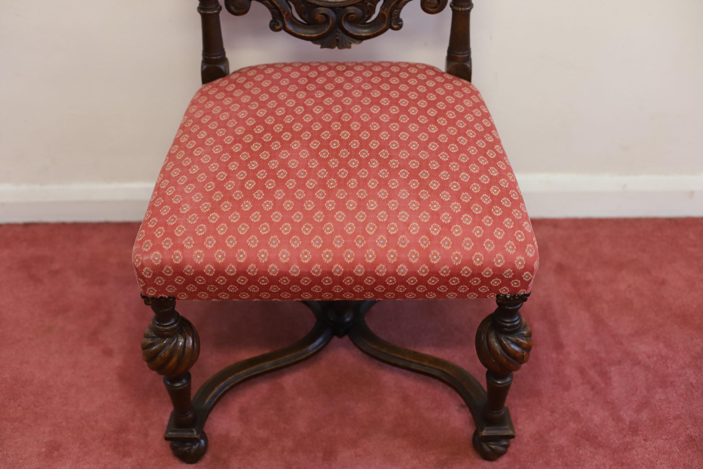 Lovely Set Of Six English Oak Victorian Dining Chairs  For Sale 8