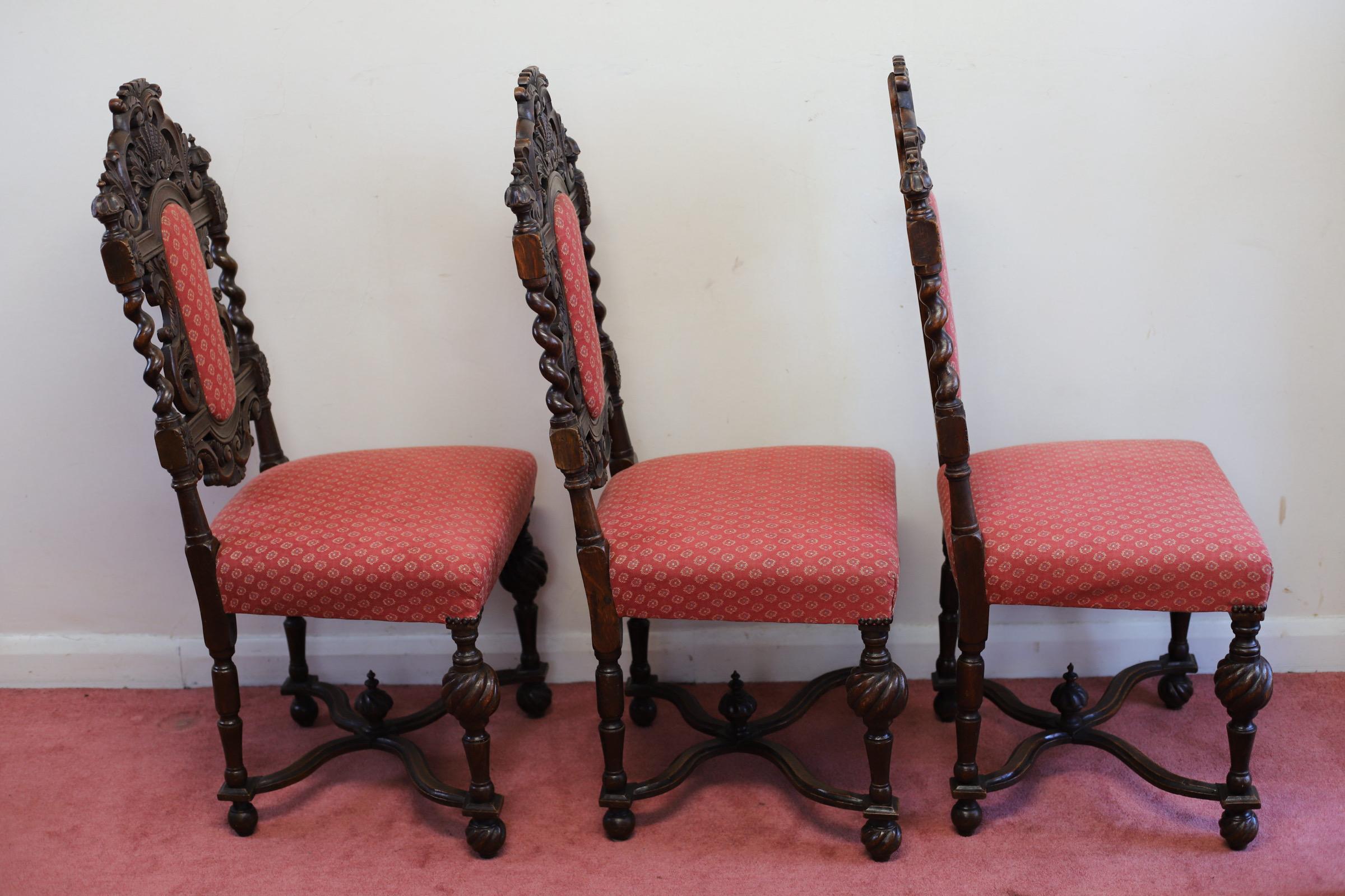 British Lovely Set Of Six English Oak Victorian Dining Chairs  For Sale