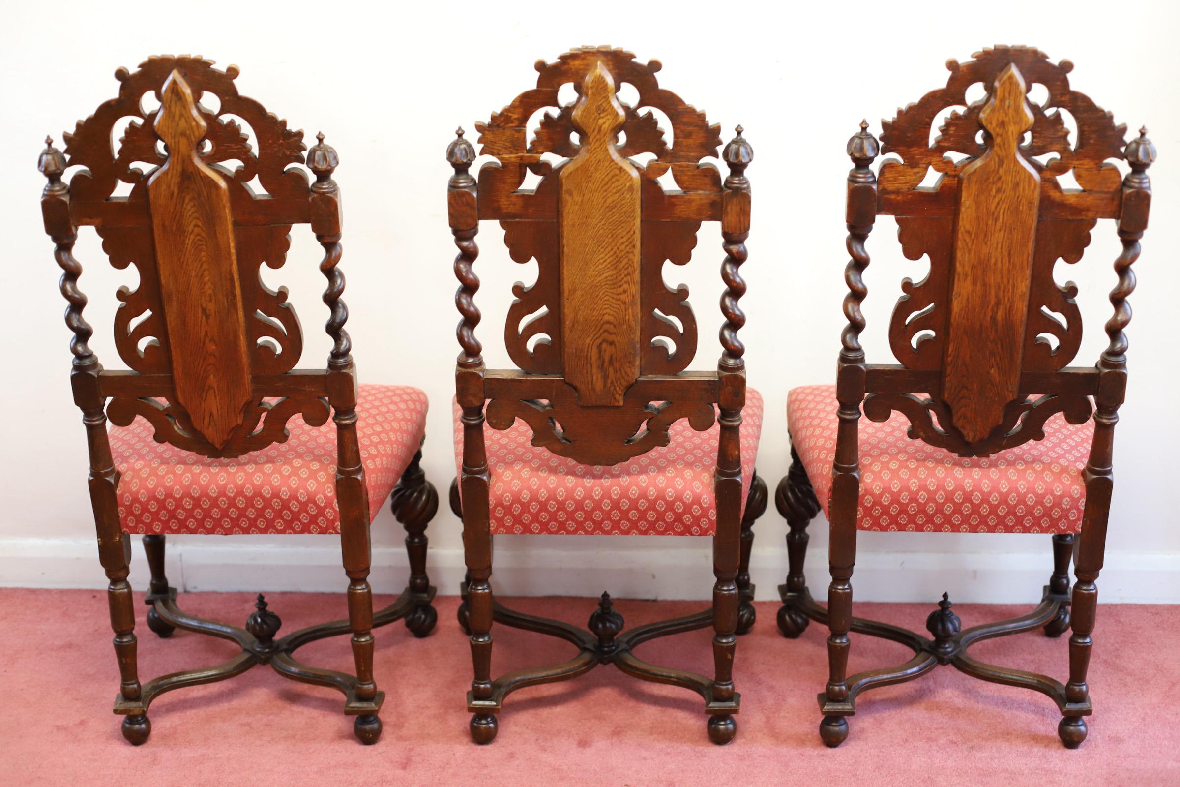 Hand-Crafted Lovely Set Of Six English Oak Victorian Dining Chairs  For Sale