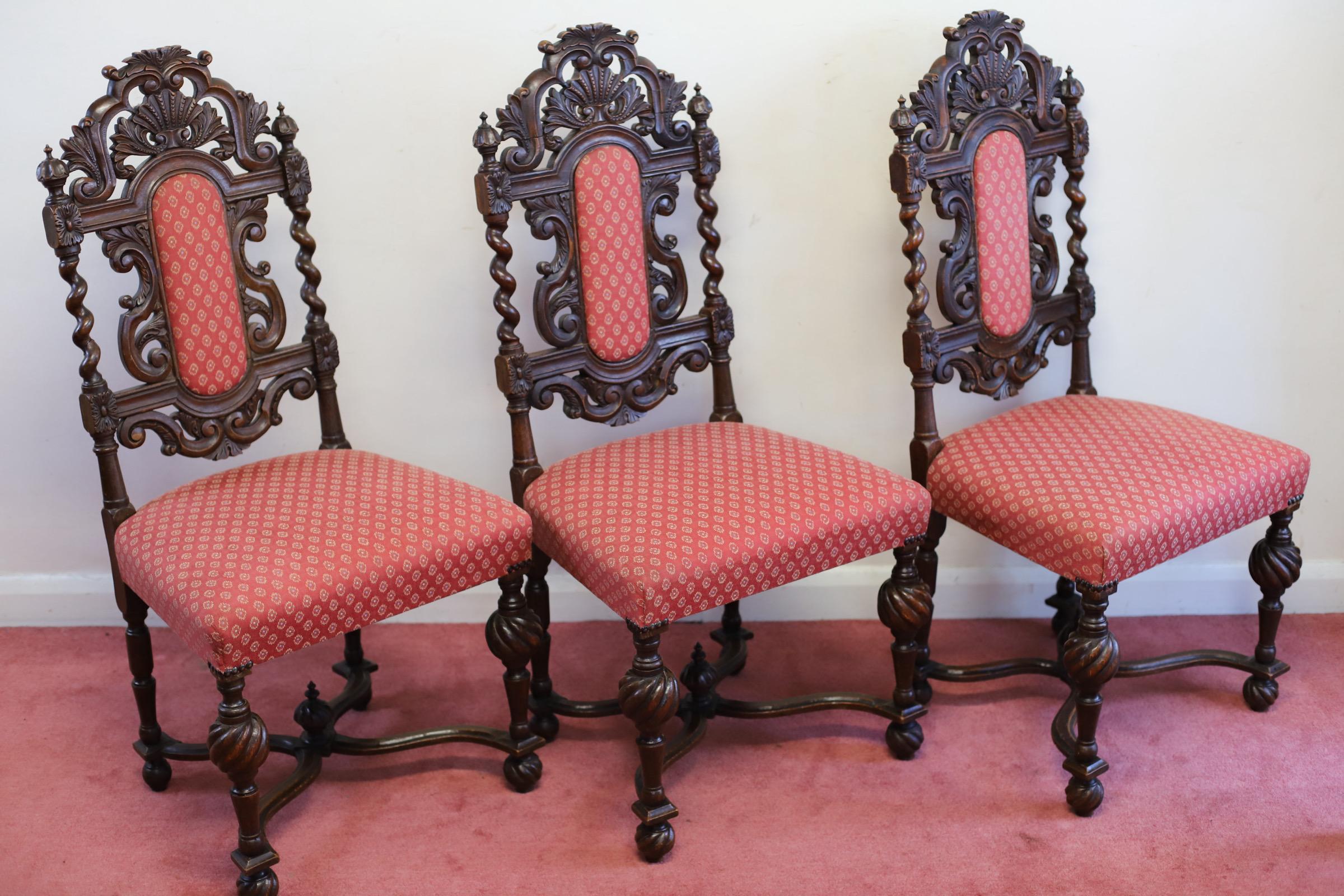 19th Century Lovely Set Of Six English Oak Victorian Dining Chairs  For Sale