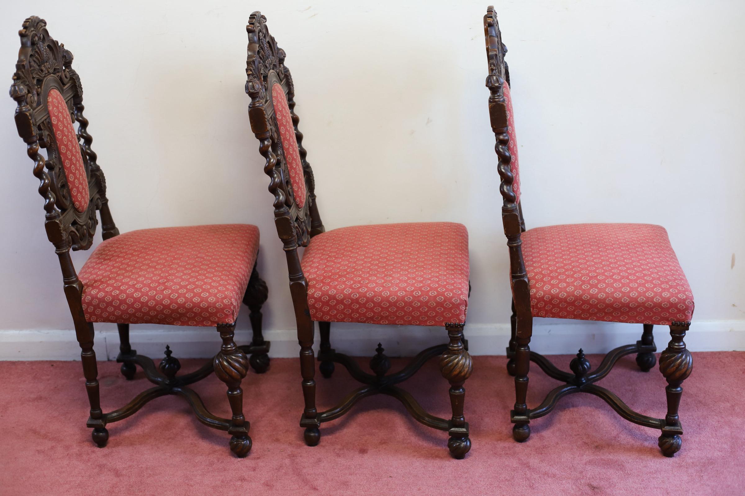 Lovely Set Of Six English Oak Victorian Dining Chairs  For Sale 1