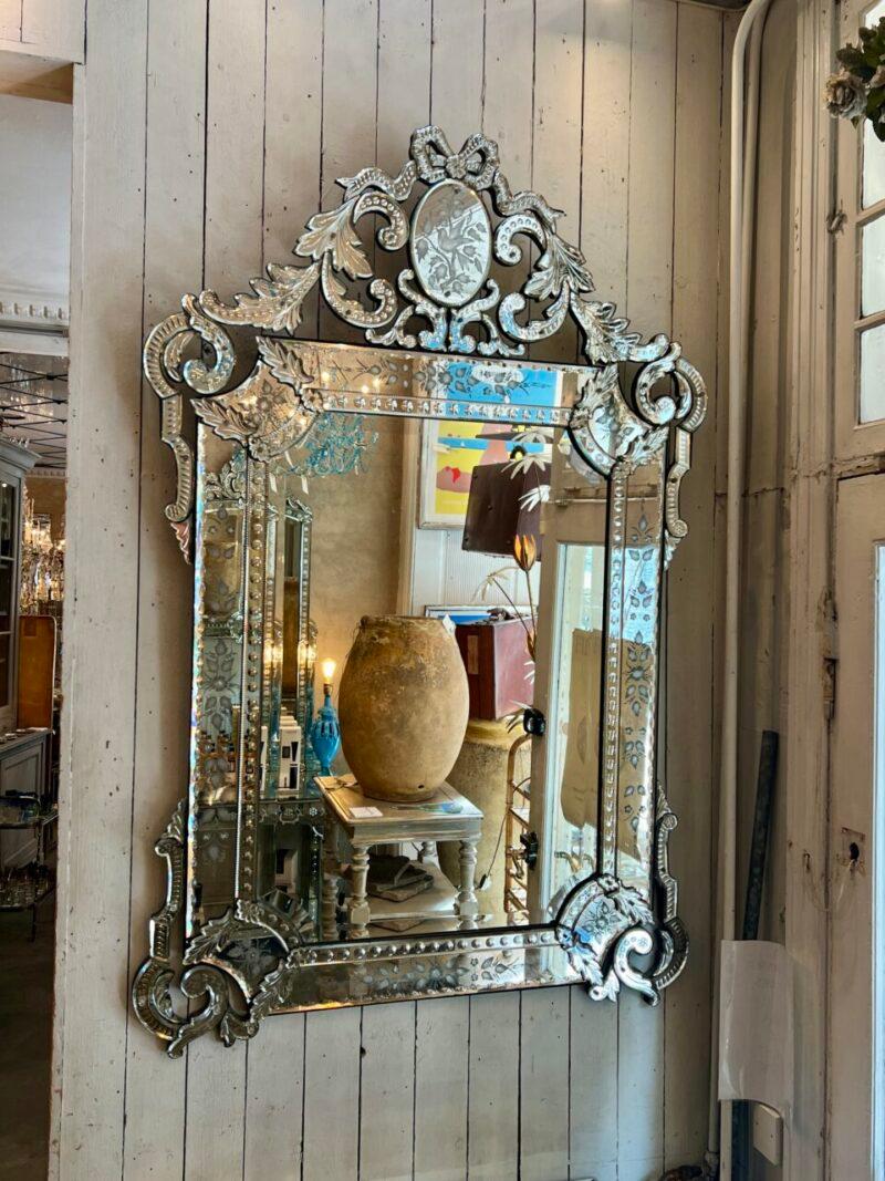 French Lovely Shaped Venetian Mirror, 1920s France For Sale