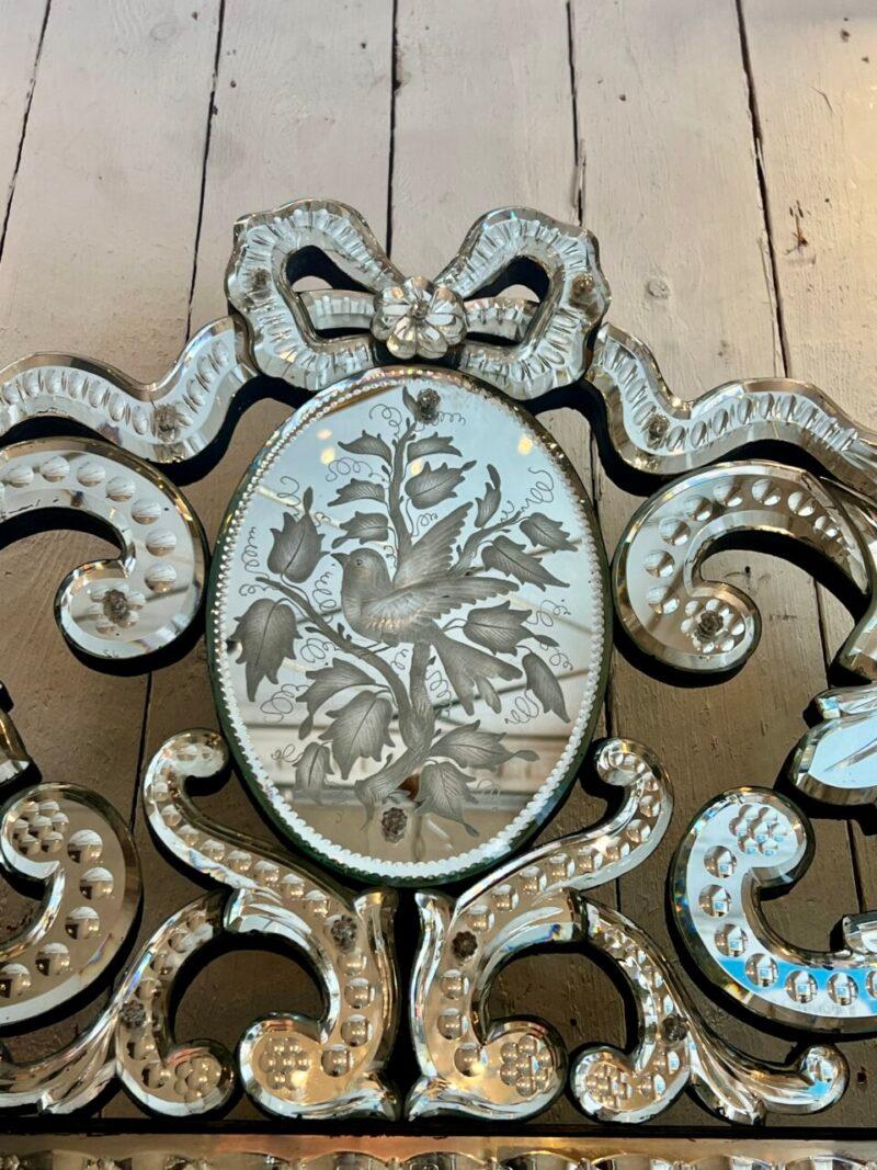 Etched Lovely Shaped Venetian Mirror, 1920s France For Sale