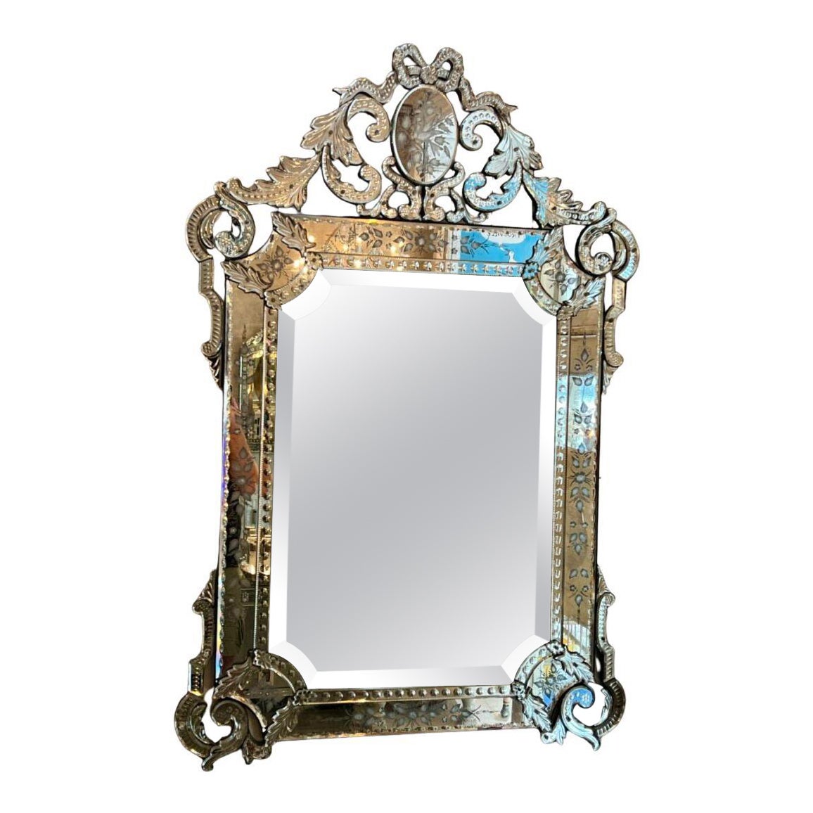 Lovely Shaped Venetian Mirror, 1920s France For Sale