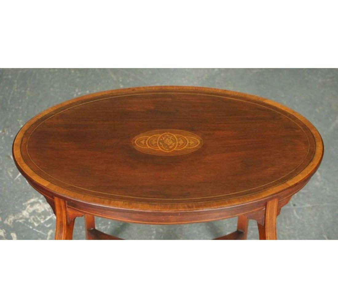 Lovely Sheraton Revival Oval Victorian Mahogany Side End Wine Lamp Table 4