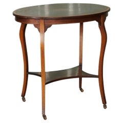 Ravissante table à vin d'appoint ovale victorienne en acajou de style Sheraton Revival