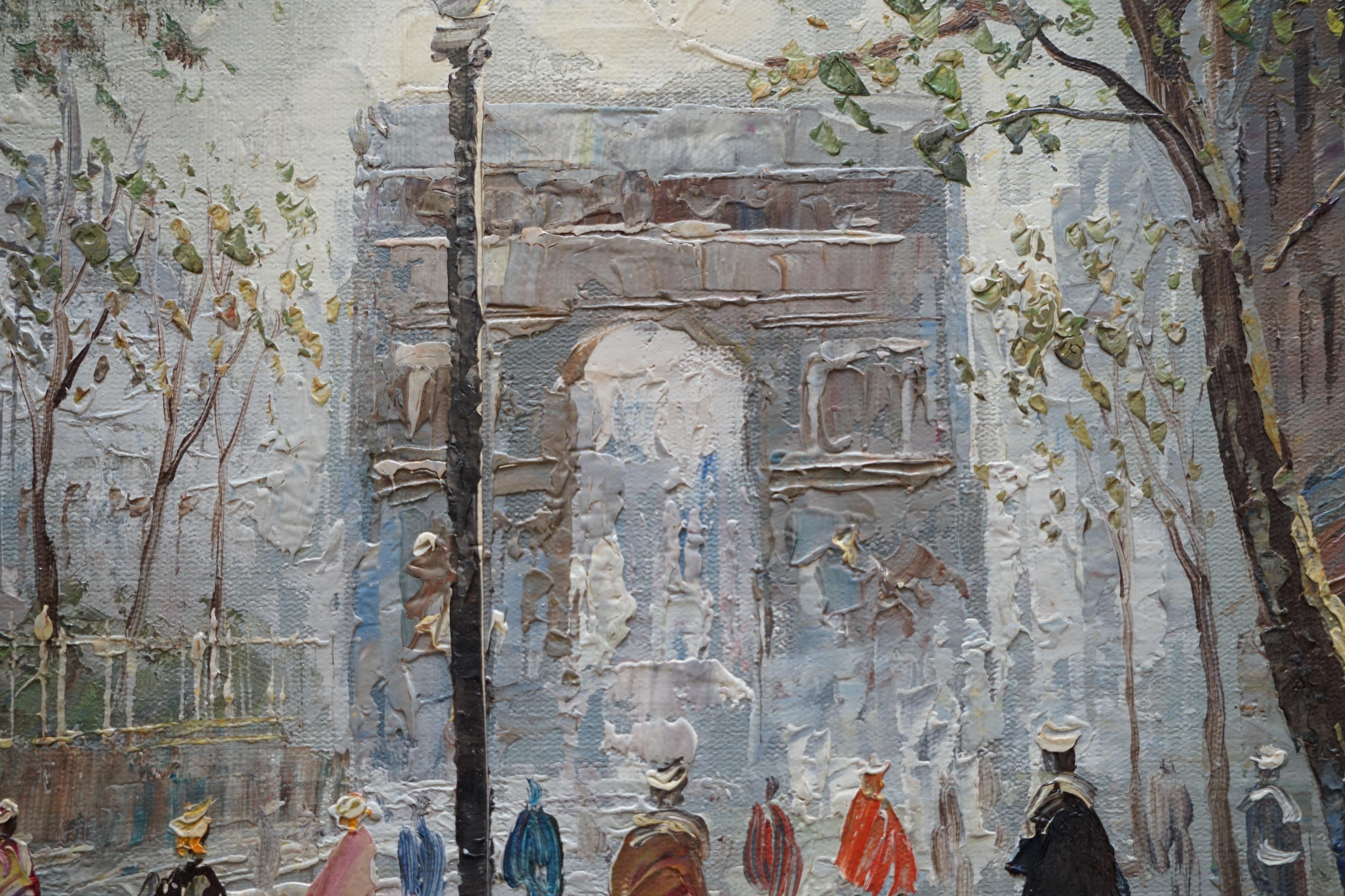 Lovely Signed Pierre Oil Painting of a French Paris Arc De Triomphe Parisian 2