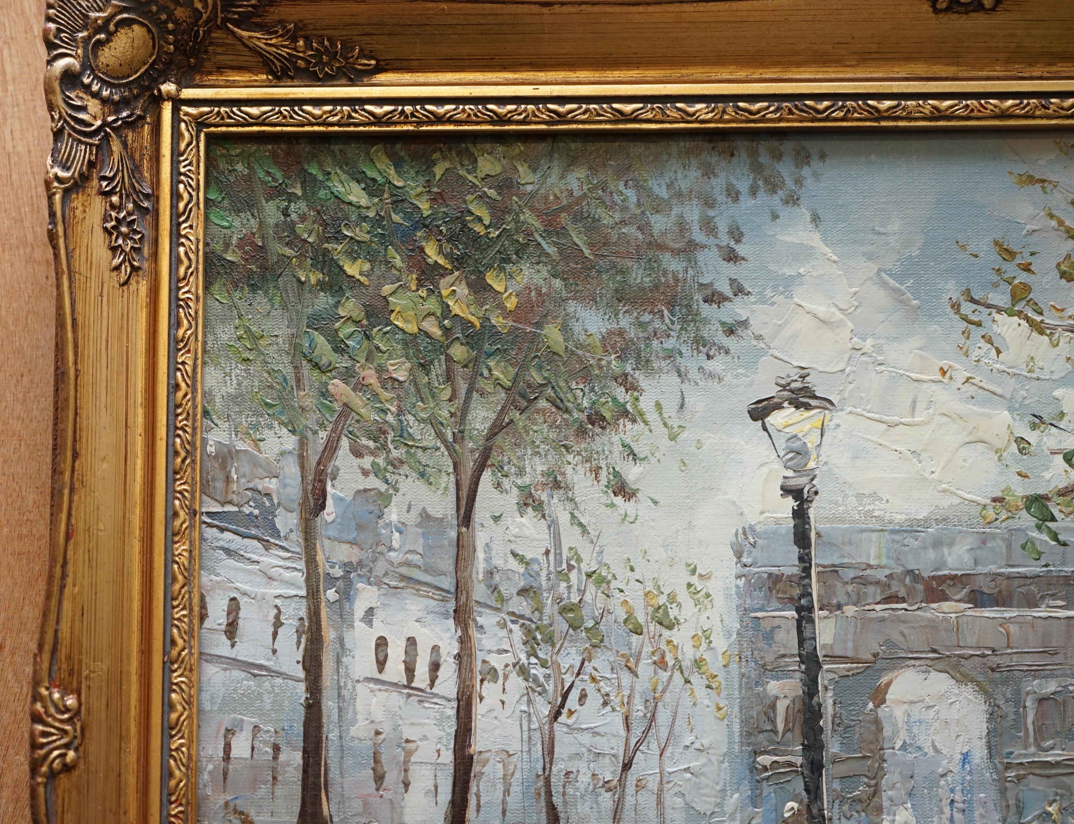 20th Century Lovely Signed Pierre Oil Painting of a French Paris Arc De Triomphe Parisian