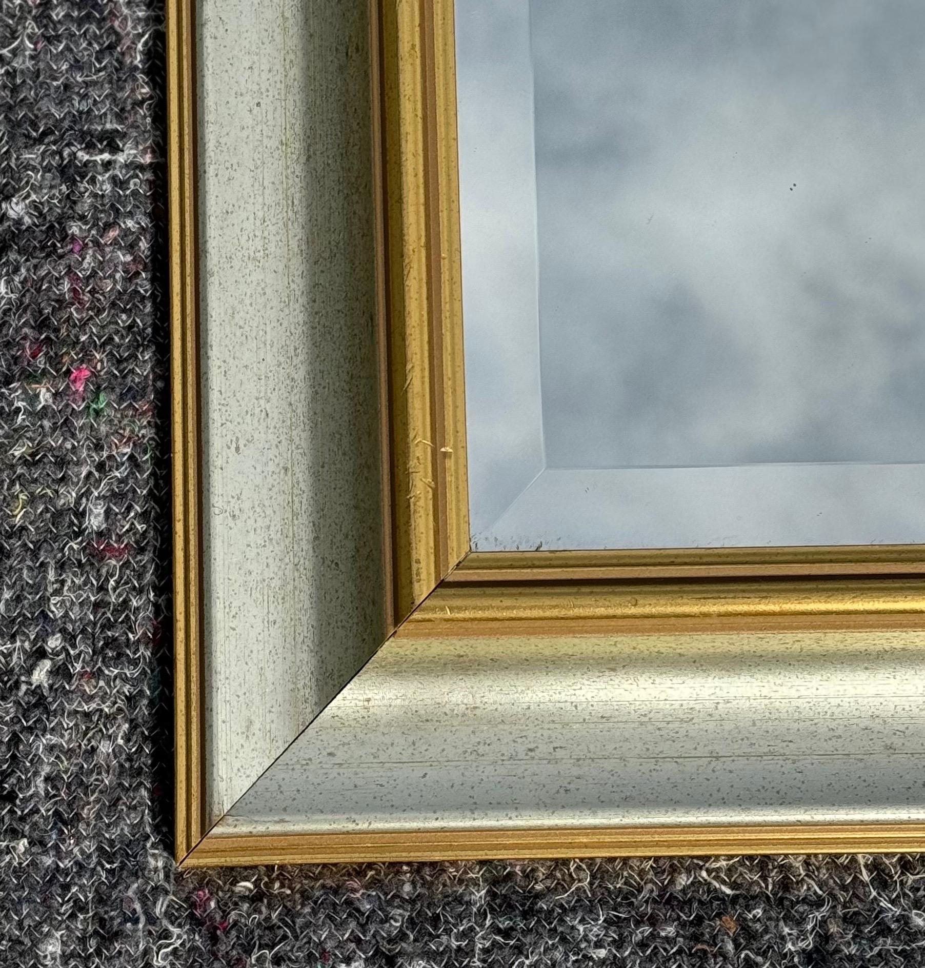 LOVELY SILVER & GOLD BEVELLED MiRROR For Sale 2
