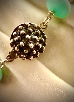 Lovely single strand of chrysoprase and Peruvian blue opals w