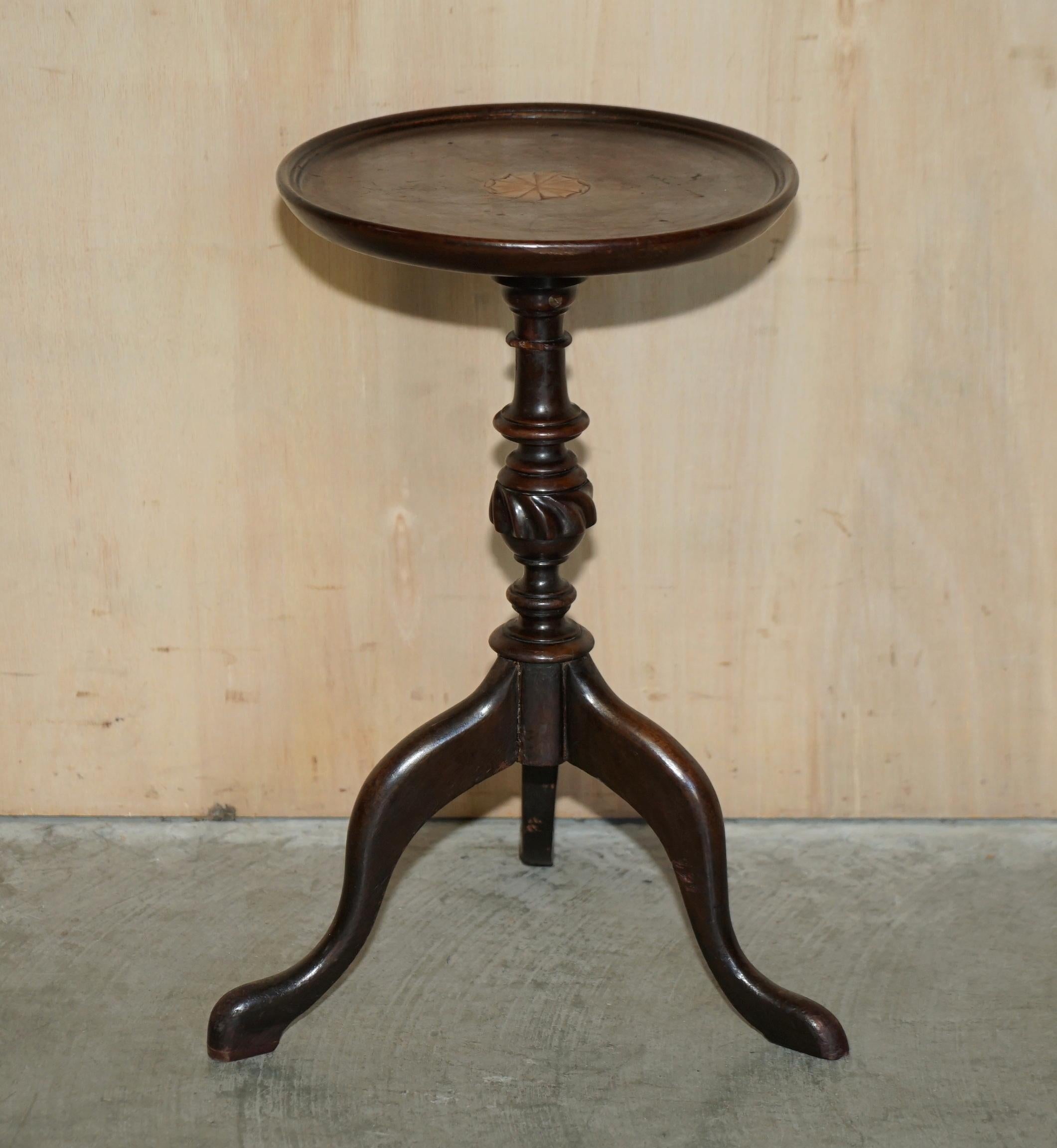 Late Victorian LOVELY SMALL ANTIQUE SHERATON REViVAL HARDWOOD TRIPOD SIDE END LAMP WINE TABLE For Sale