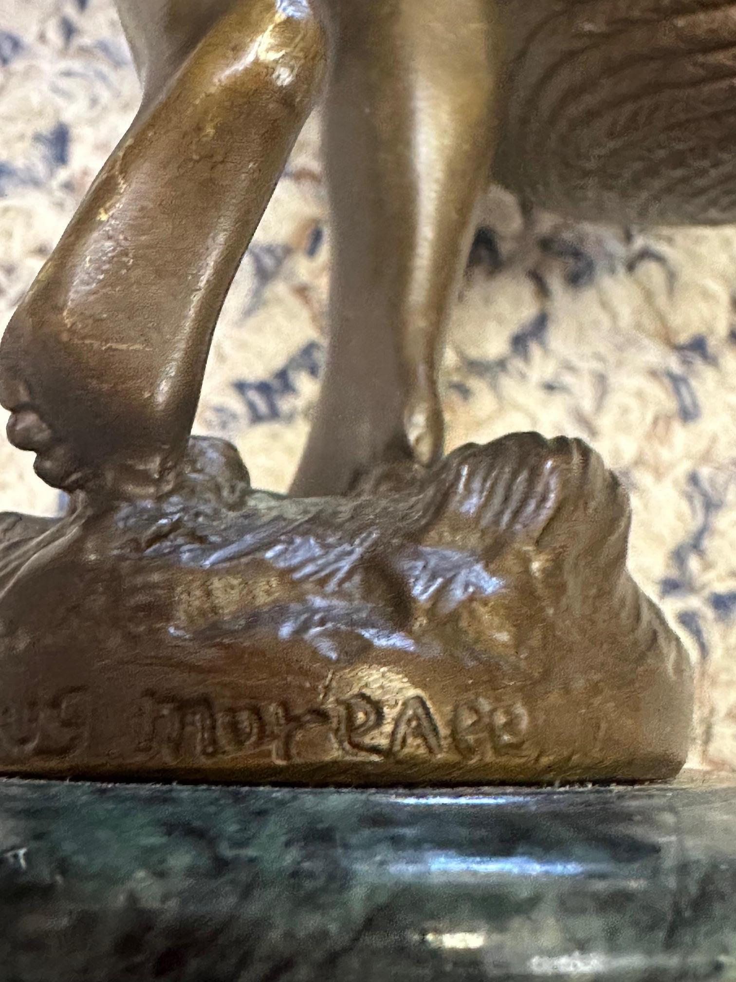 Lovely Small Bronze Sculpture of Young Boy with Baskets For Sale 5