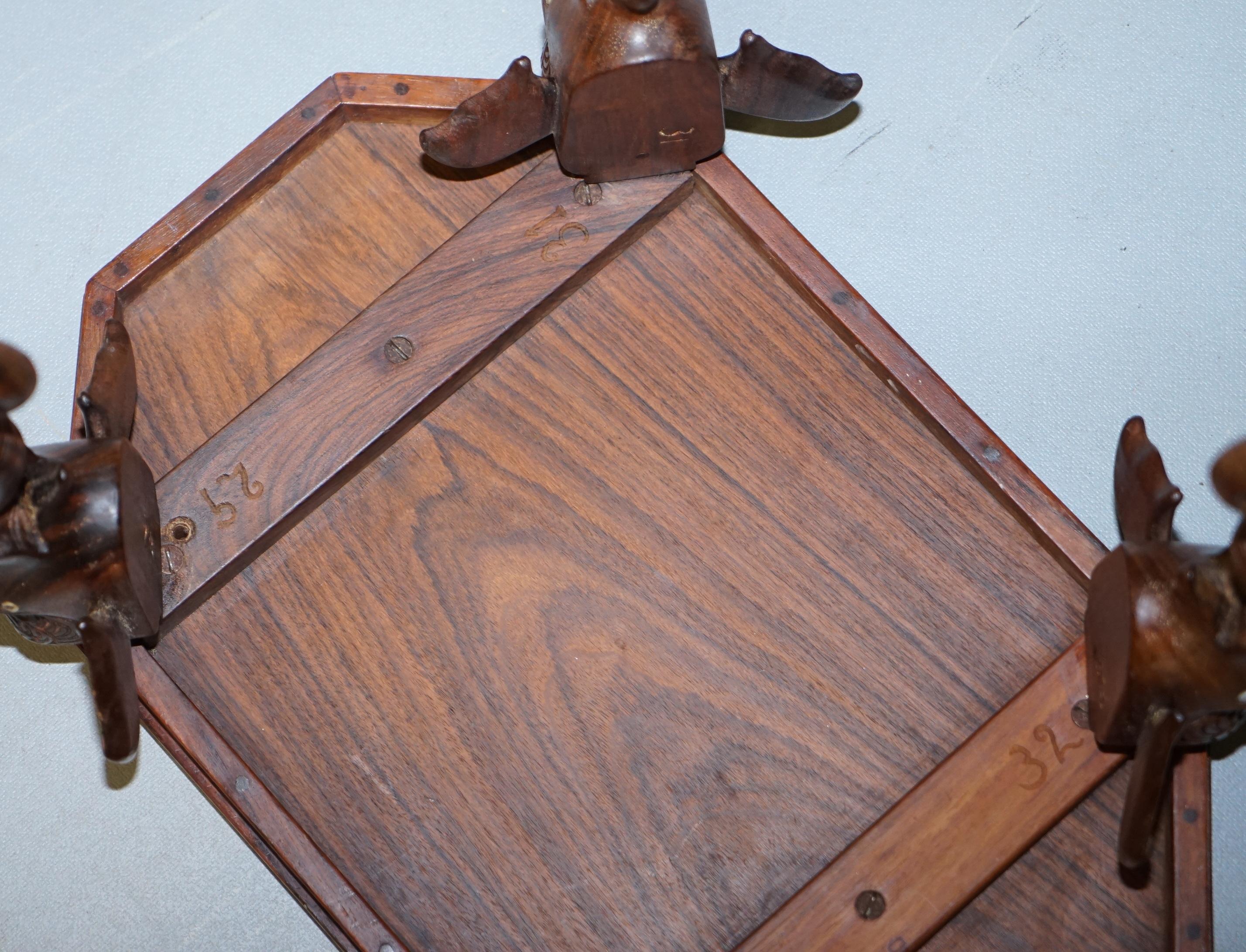 Lovely Small circa 1920 Anglo Indian Elephant Hand Carved Hardwood Side Table 8