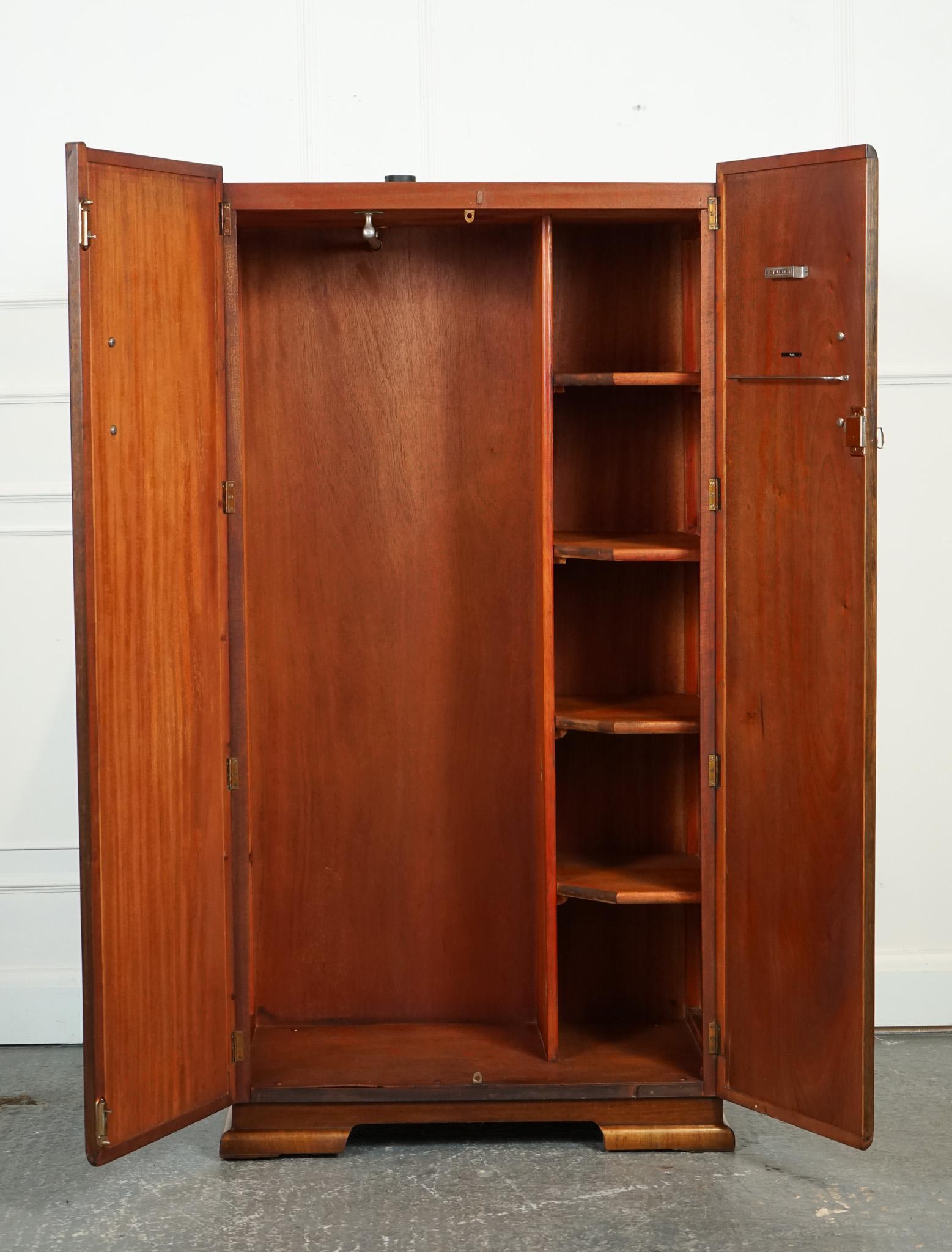 LOVELY SMALL COMPACT ART DECO BURR WALNuT WARDROBE For Sale 2