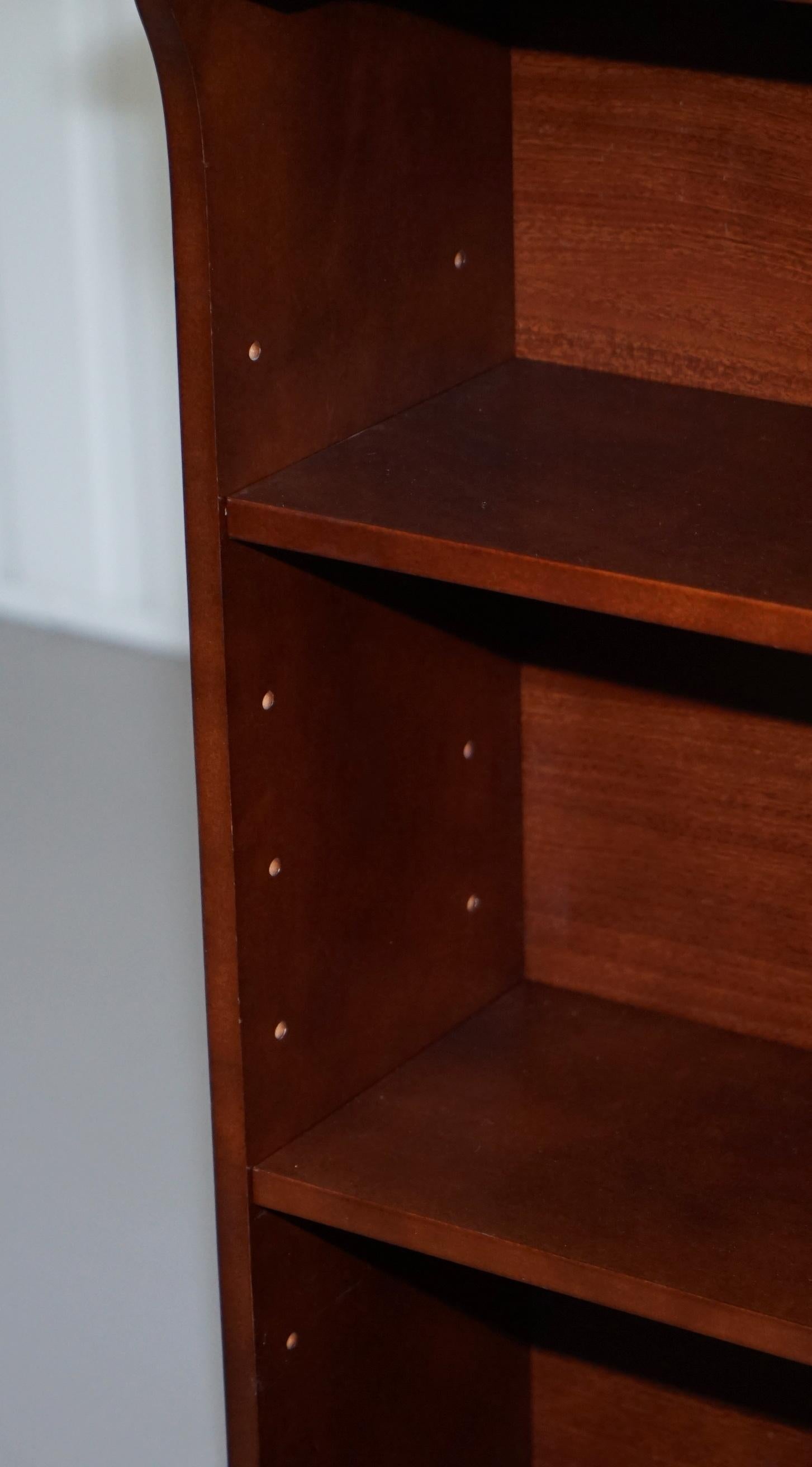 Lovely Small Dwarf Open Bookcase in Mahogany Finish with Sheraton Inlaid Top 1