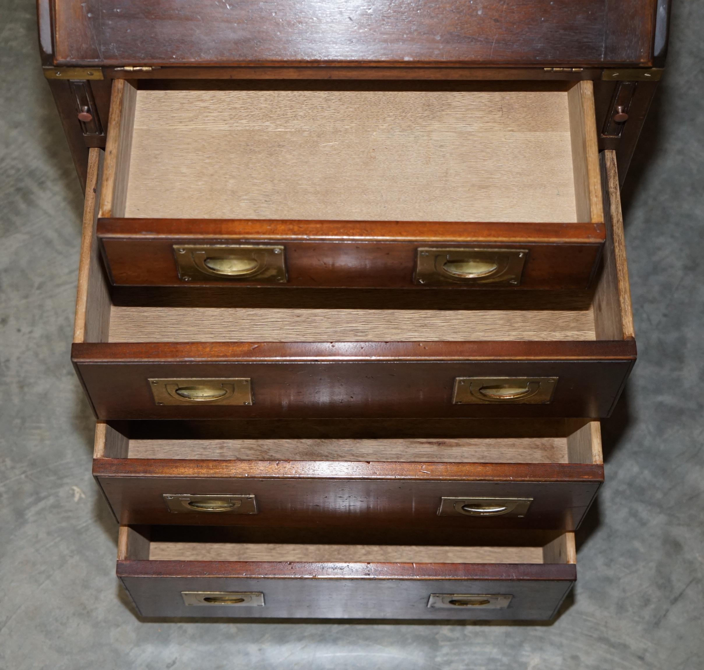 Lovely Small Harrods London Reh Kennedy Military Campaign Writing Bureau Desk 10