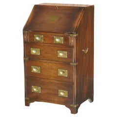 Lovely Small Harrods London Reh Kennedy Military Campaign Writing Bureau Desk