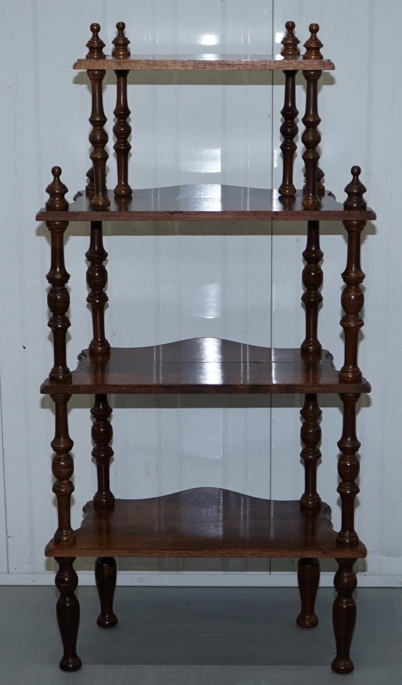 Lovely Small Mahogany Whatnot Bookcase Nicely Turned Pillars Functional Piece 13