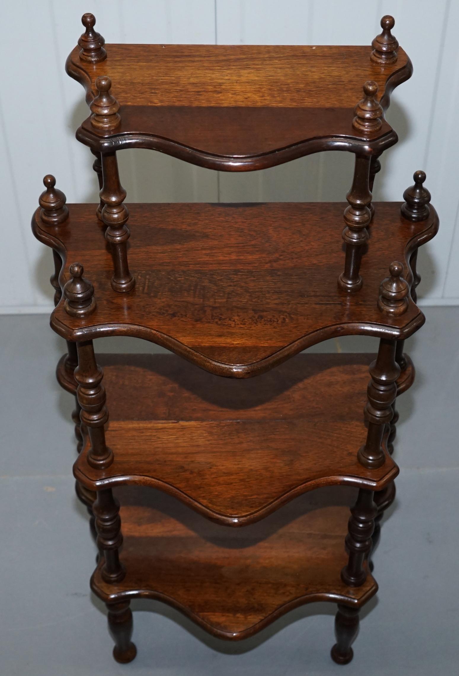English Lovely Small Mahogany Whatnot Bookcase Nicely Turned Pillars Functional Piece