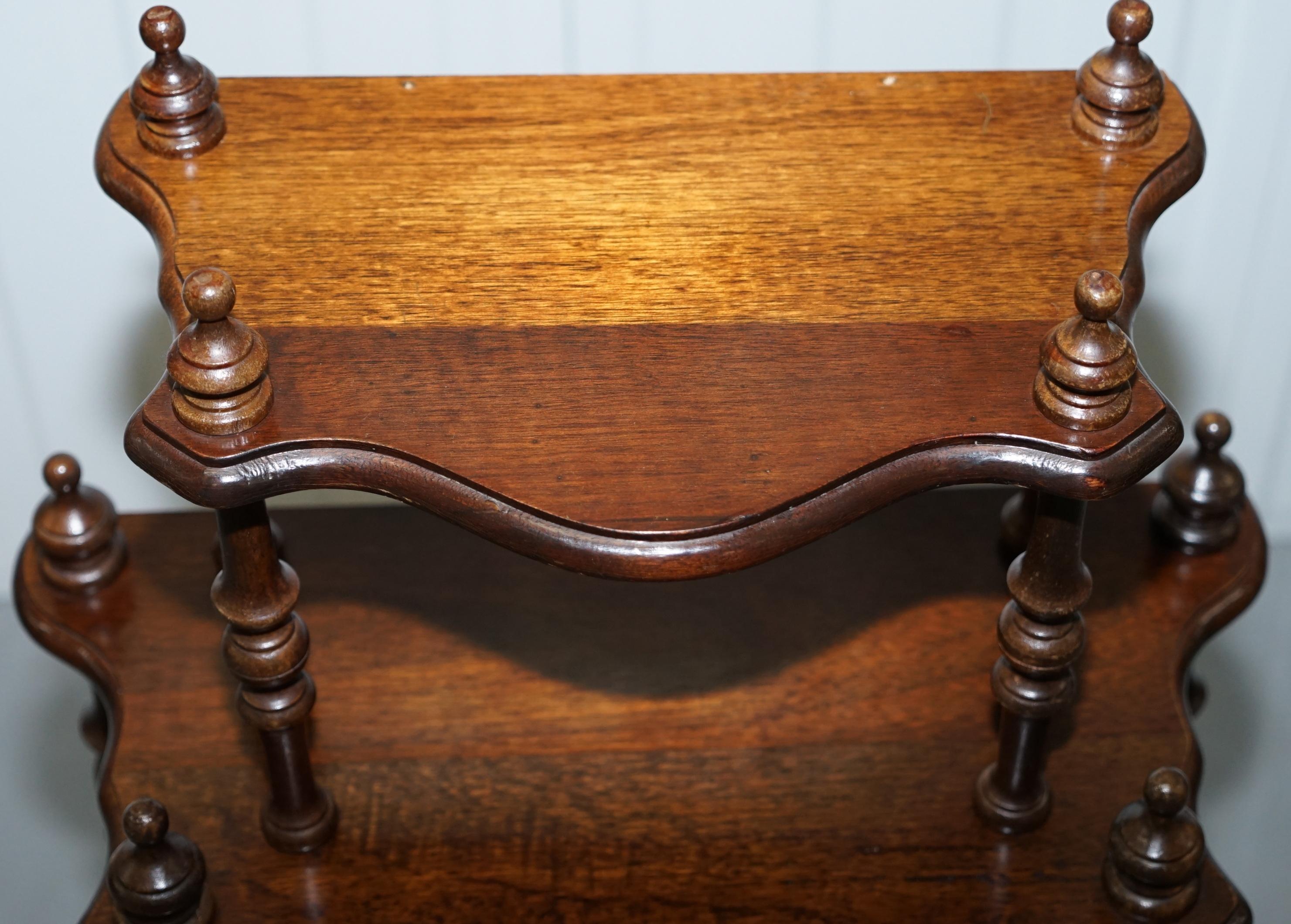Hand-Carved Lovely Small Mahogany Whatnot Bookcase Nicely Turned Pillars Functional Piece