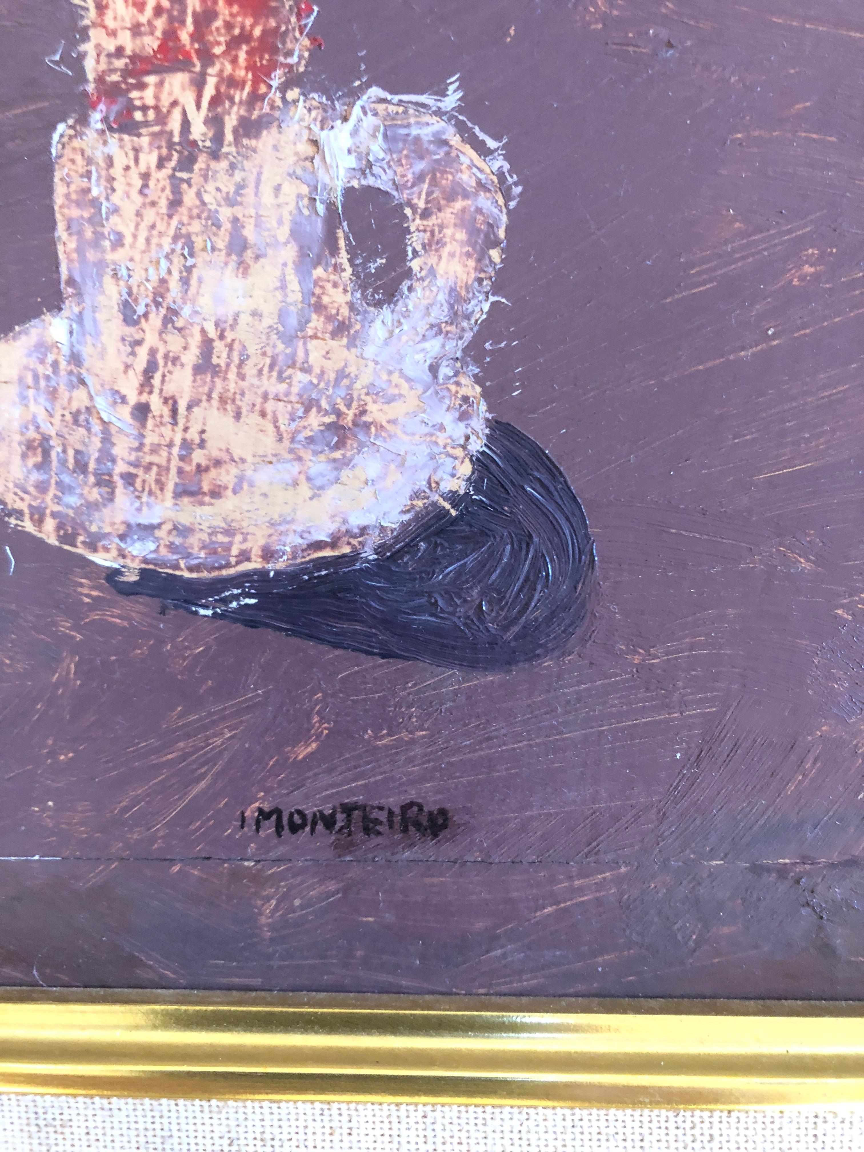 Jolie petite peinture à l'huile - Nature morte d'Isaac Monteiro Excellent état - En vente à Hopewell, NJ