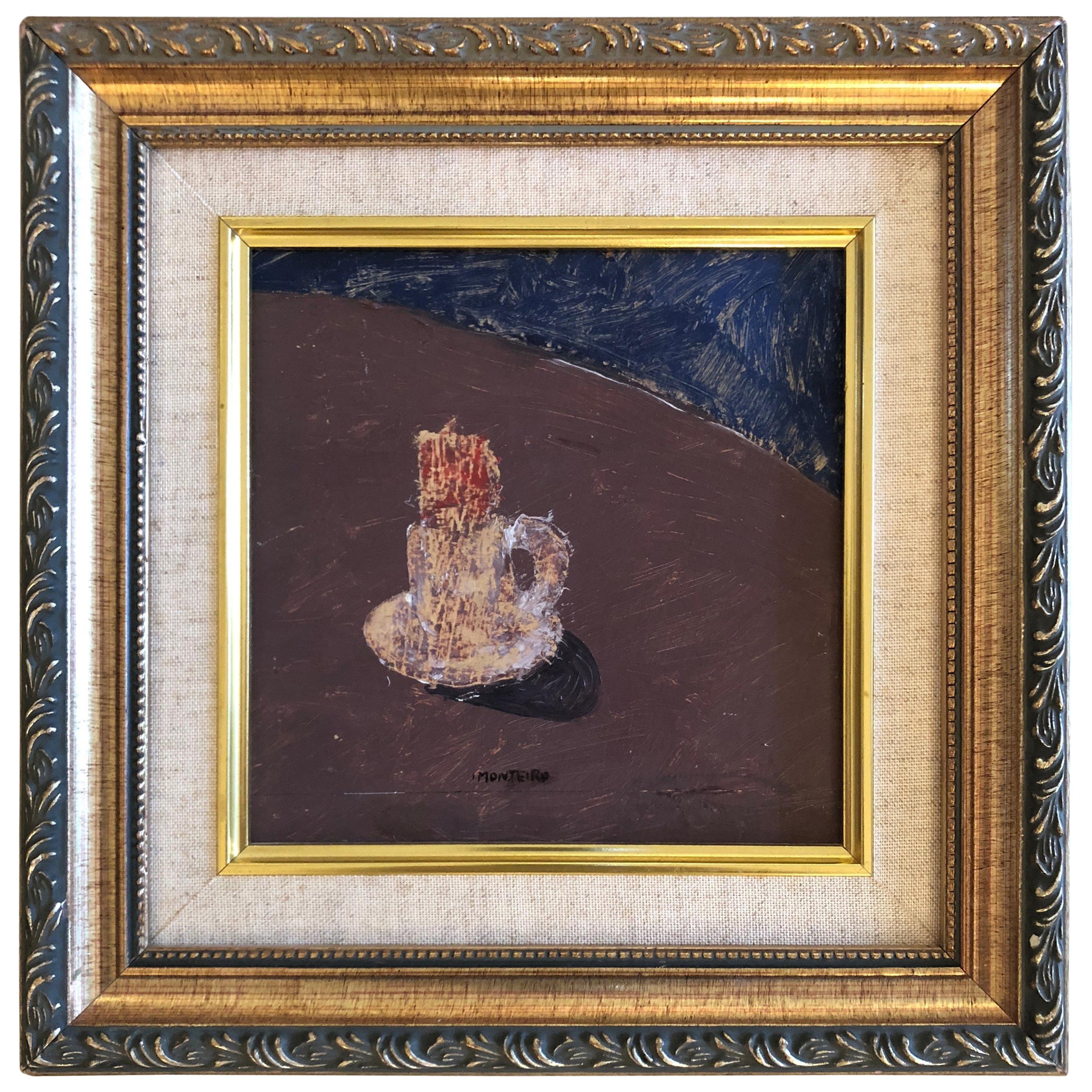 Lovely Small Oil Painting Still Life by Isaac Monteiro For Sale